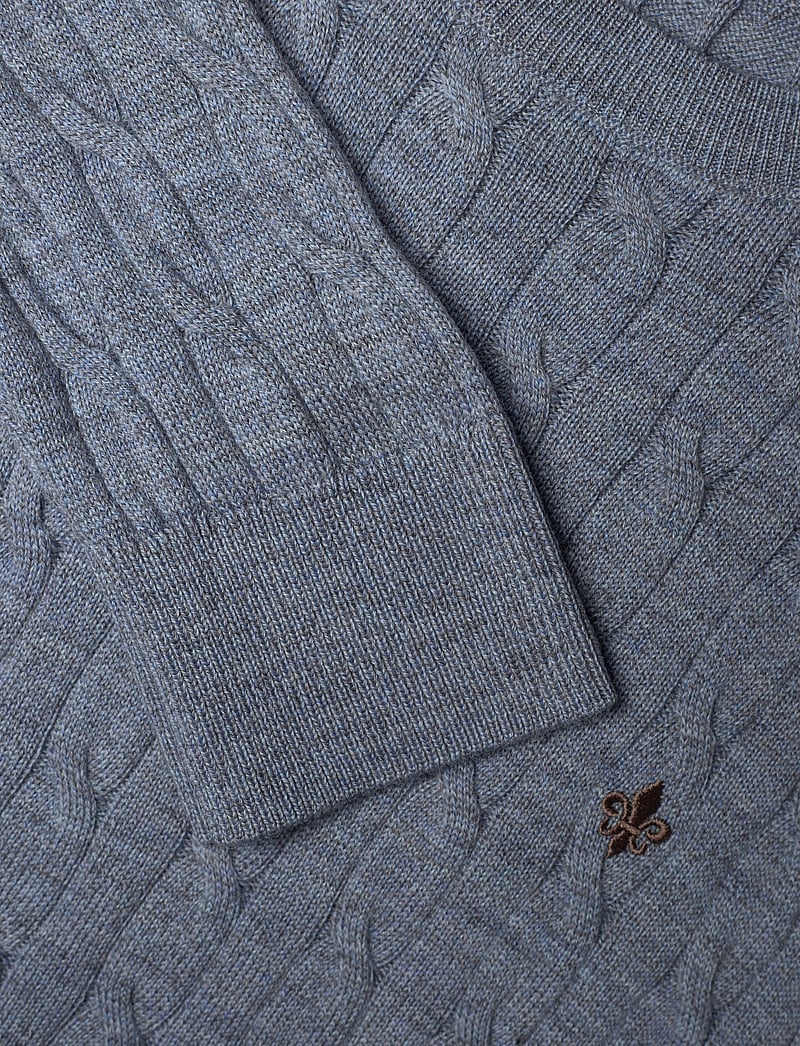 Morris - Merino Cable Oneck - rundhals - blue - 2