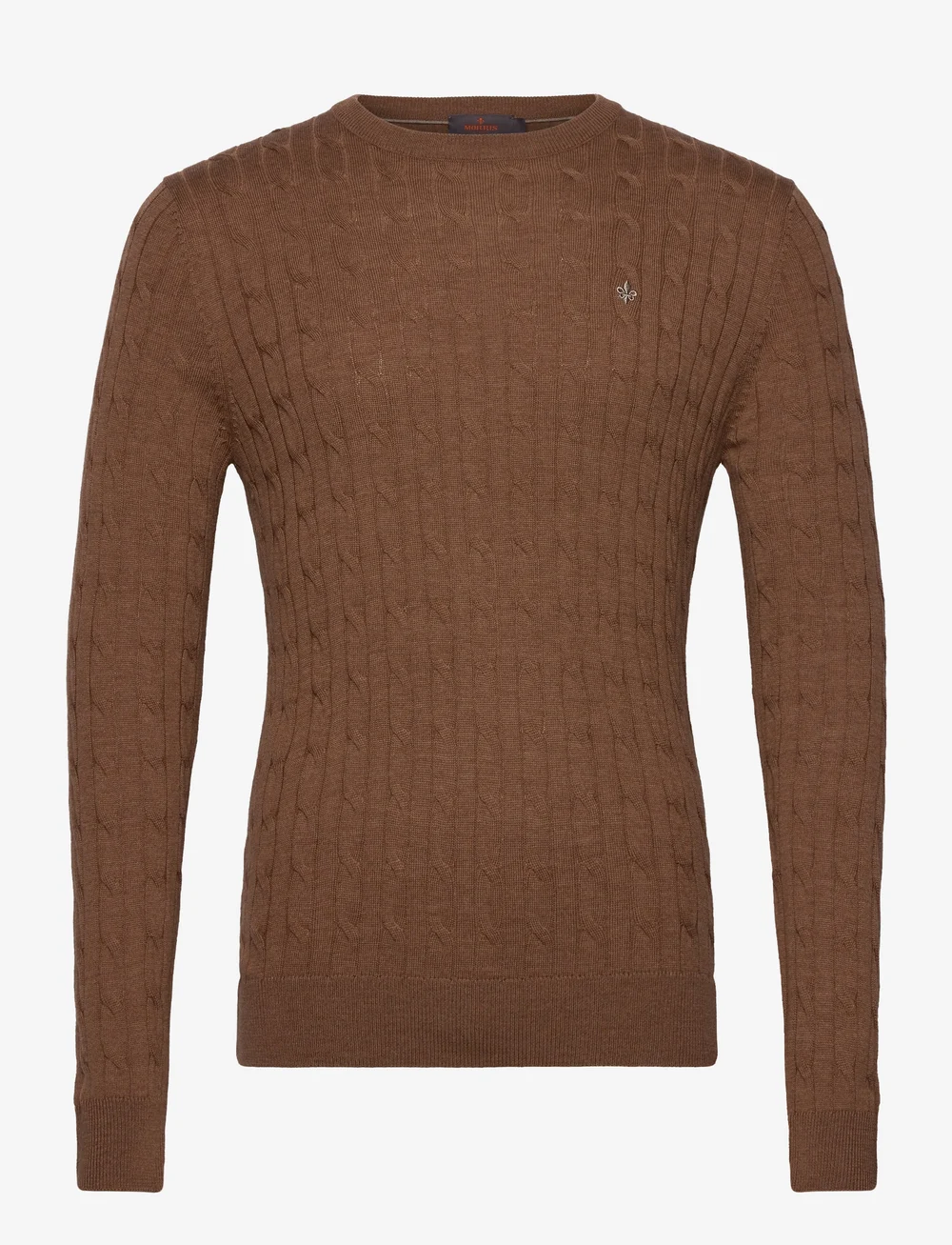 Morris - Merino Cable Oneck - round necks - camel - 0