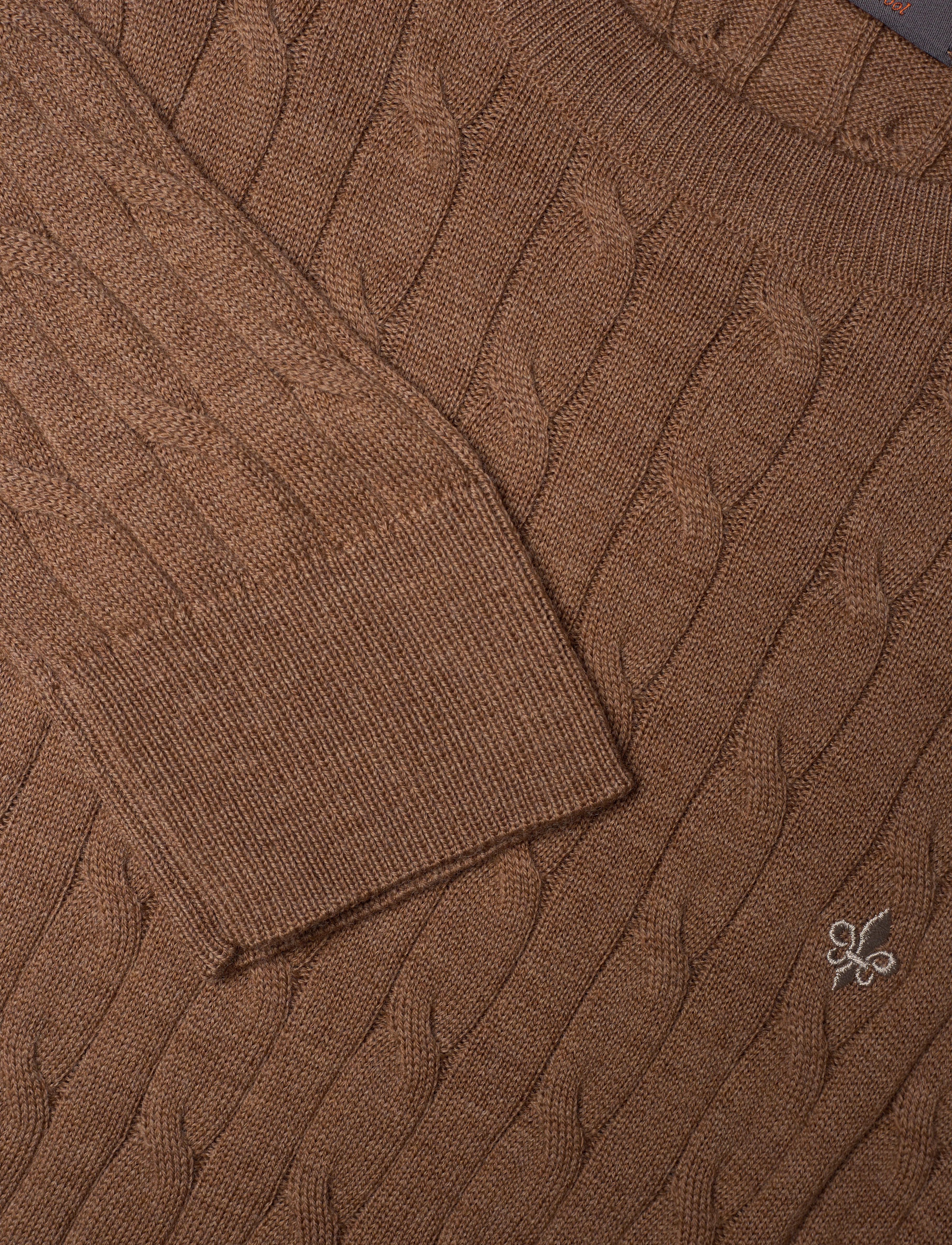 Morris - Merino Cable Oneck - perusneuleet - camel - 2