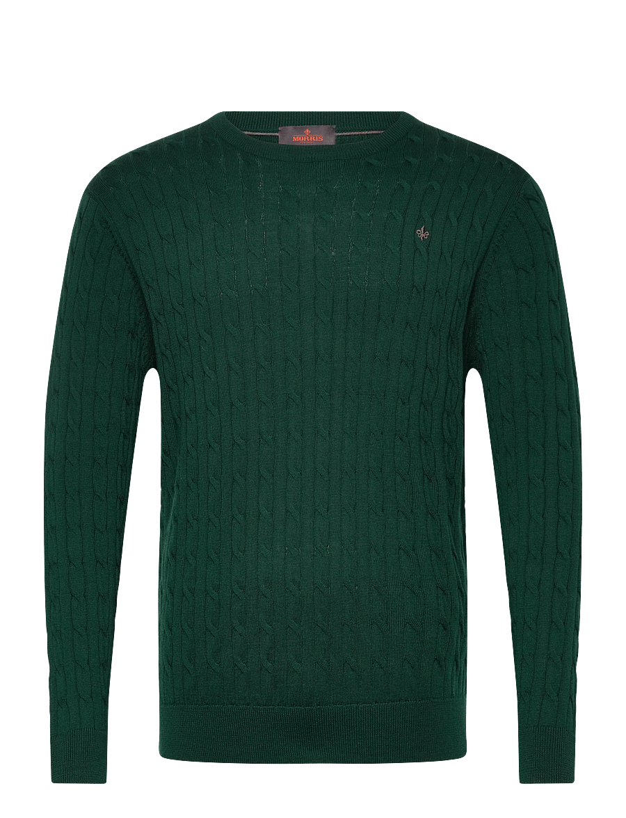 Morris - Merino Cable Oneck - Ümmarguse kaelusega kudumid - green - 1