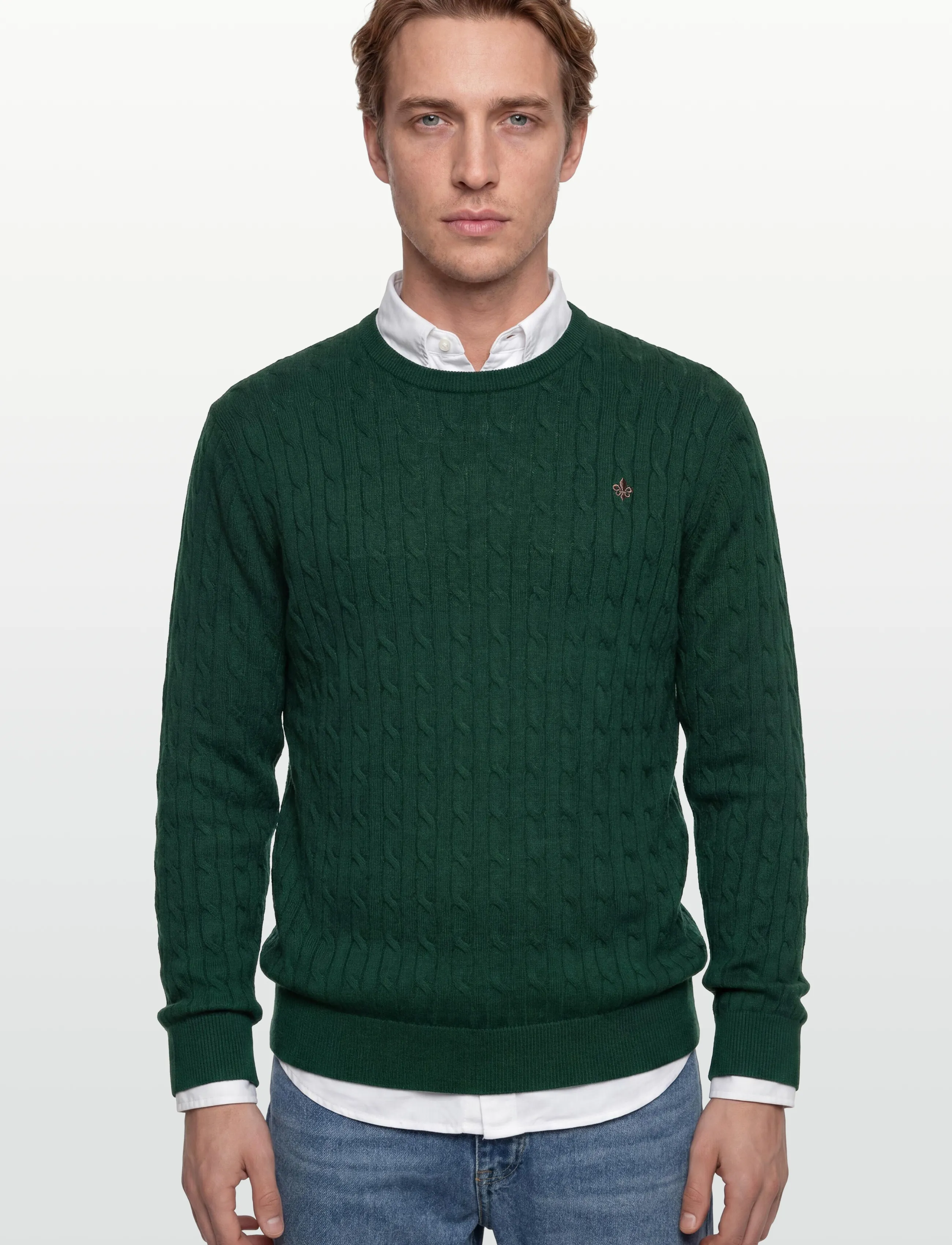 Morris - Merino Cable Oneck - Ümmarguse kaelusega kudumid - green - 3