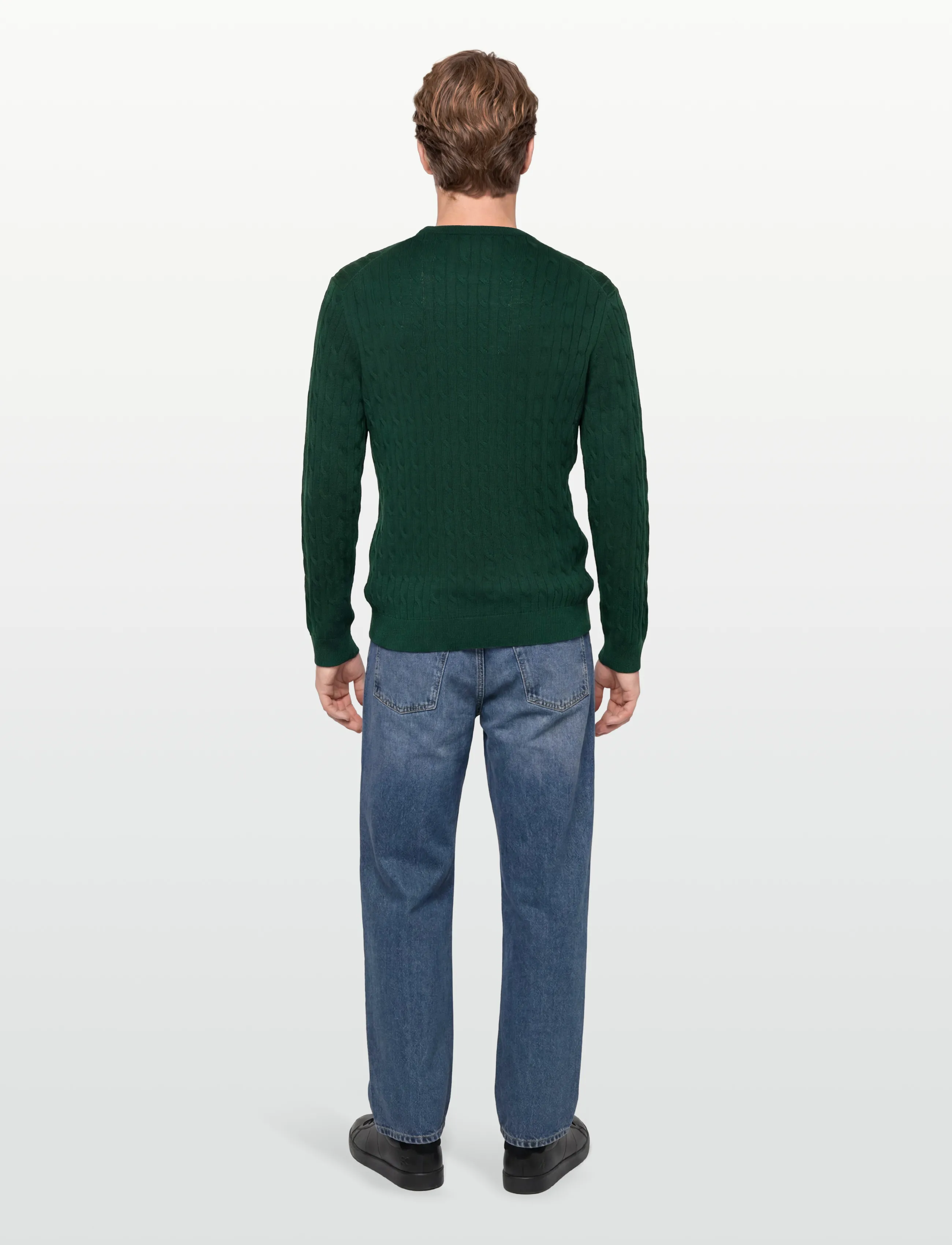 Morris - Merino Cable Oneck - Ümmarguse kaelusega kudumid - green - 4
