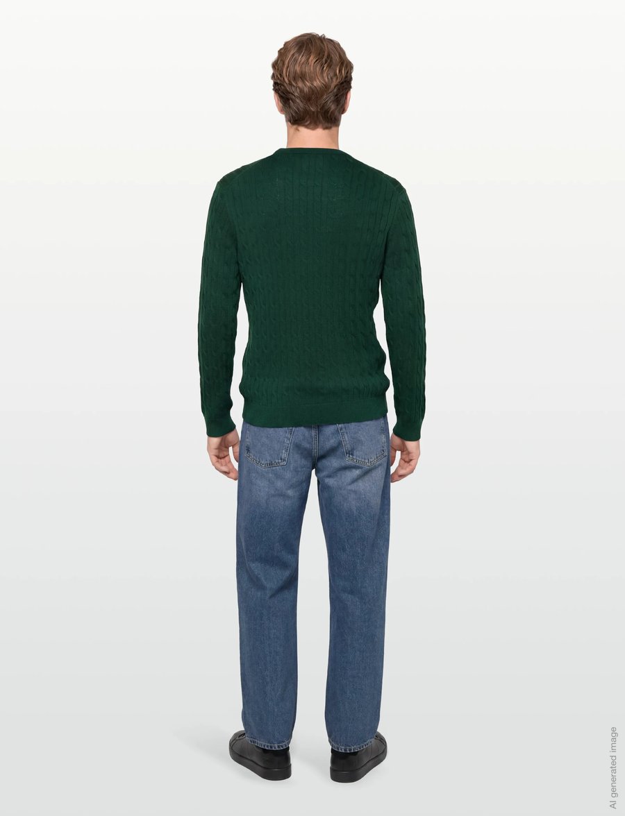 Morris - Merino Cable Oneck - Ümmarguse kaelusega kudumid - green - 4