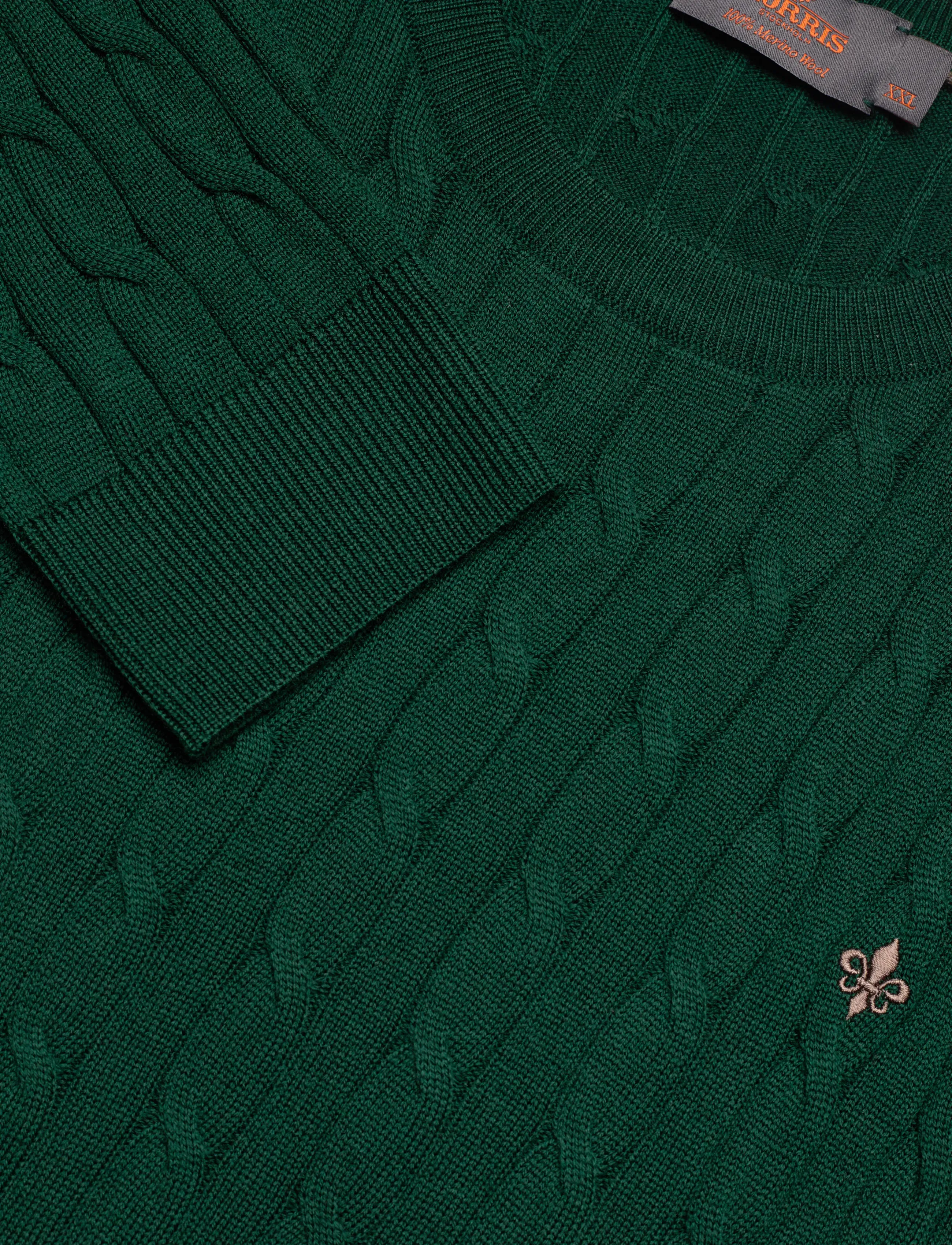 Morris - Merino Cable Oneck - Ümmarguse kaelusega kudumid - green - 5