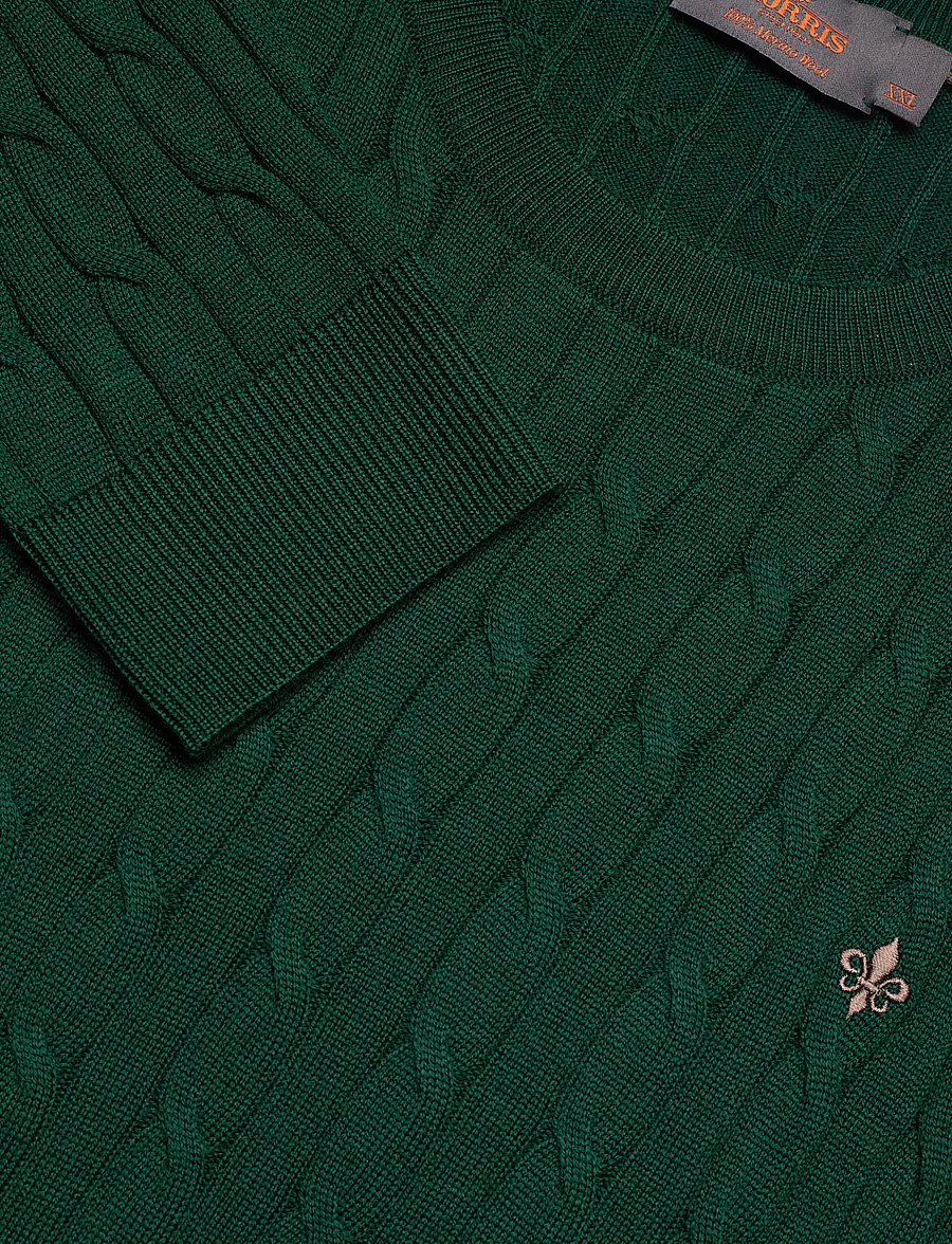 Morris - Merino Cable Oneck - Ümmarguse kaelusega kudumid - green - 5