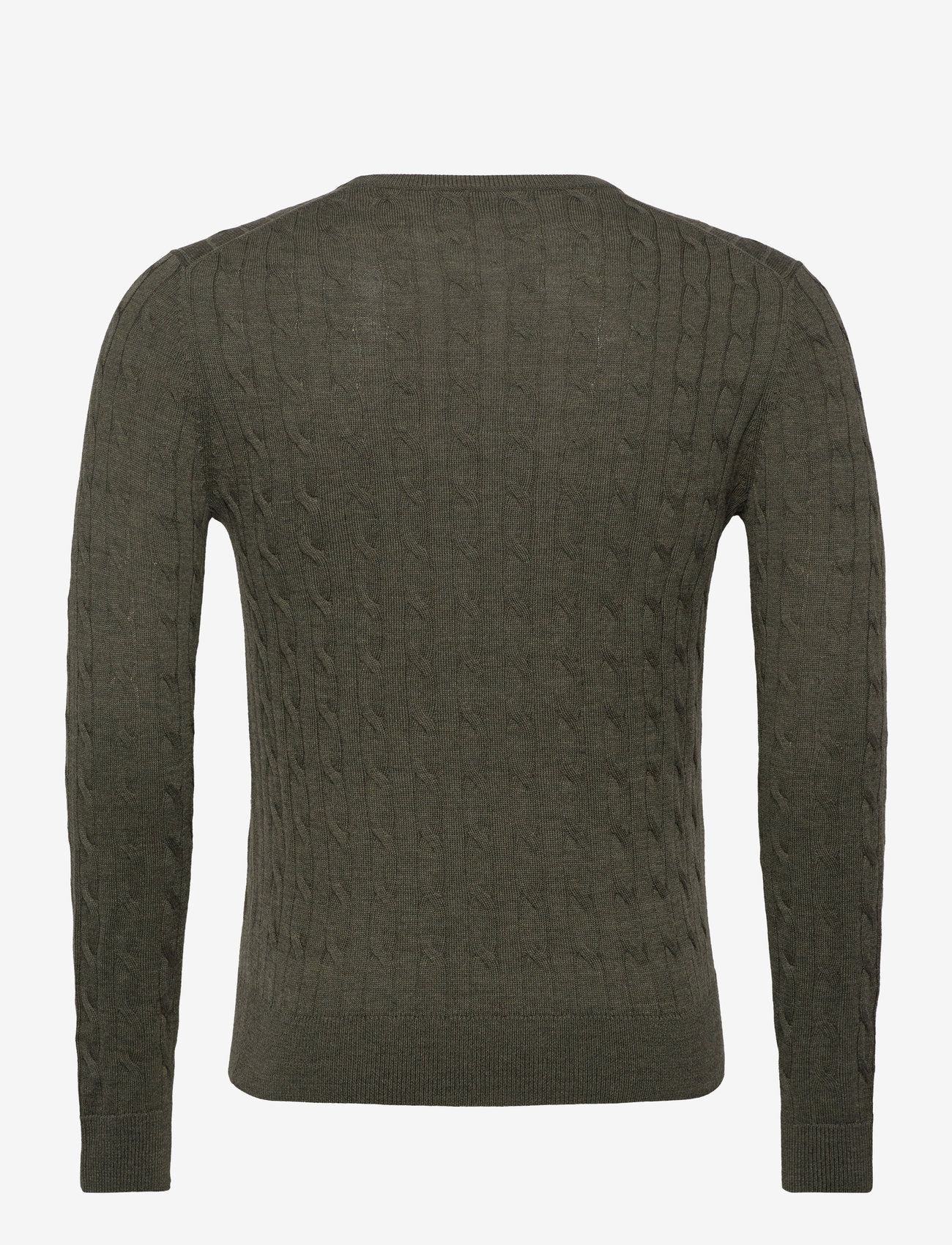 Morris - Merino Cable Oneck - rund hals - olive - 1