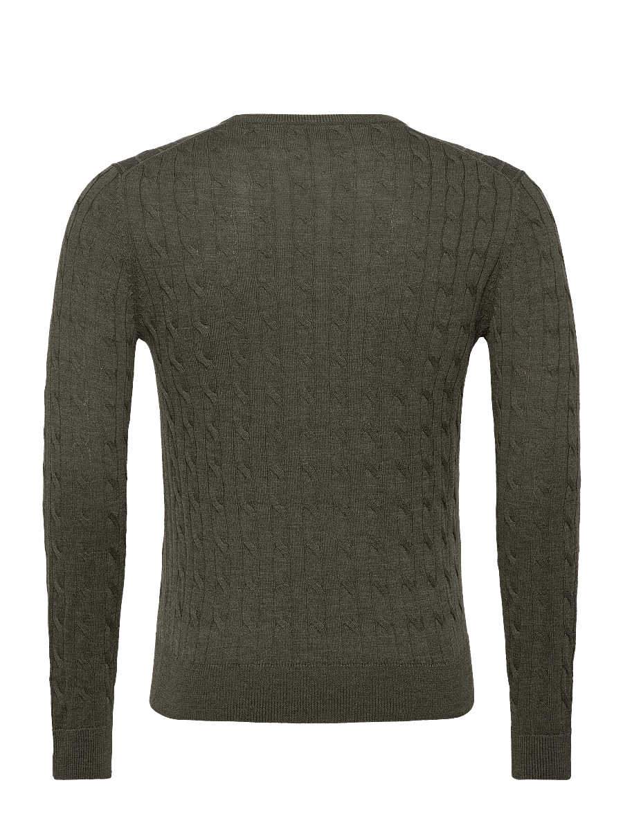 Morris - Merino Cable Oneck - Ümmarguse kaelusega kudumid - olive - 1