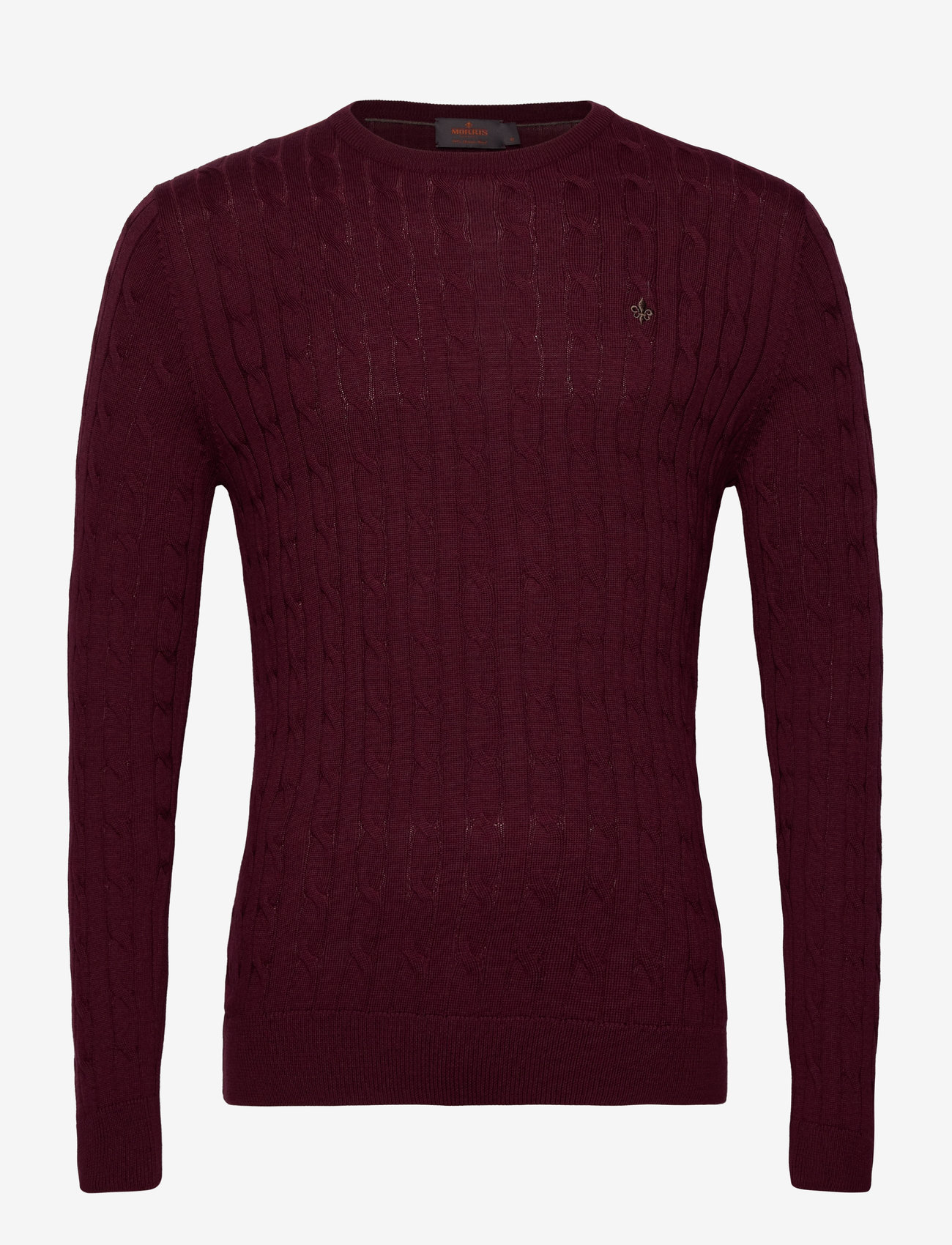 Morris - Merino Cable Oneck - rund hals - wine red - 0