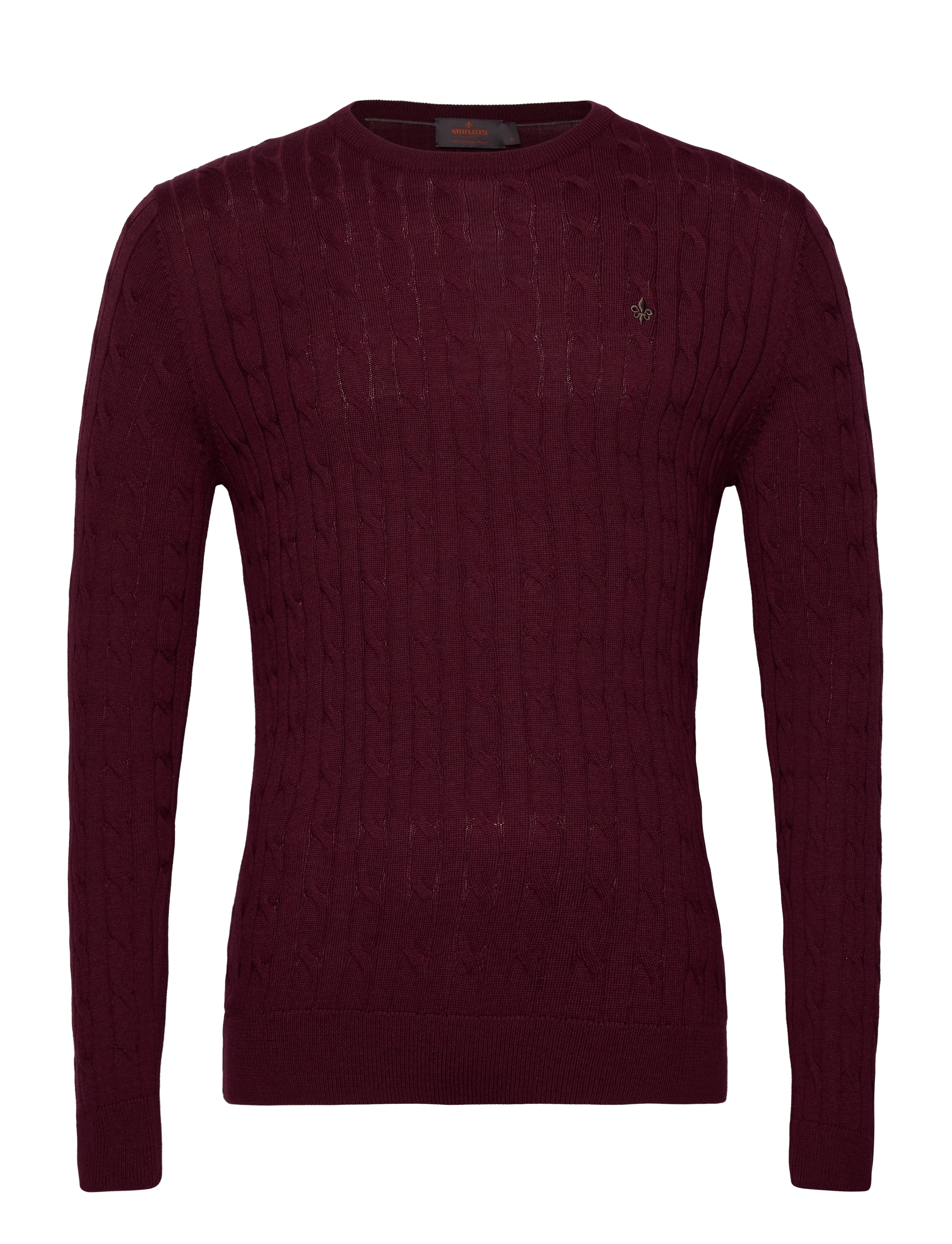 Morris Merino Cable Oneck - Strik - WINE RED / burgundy