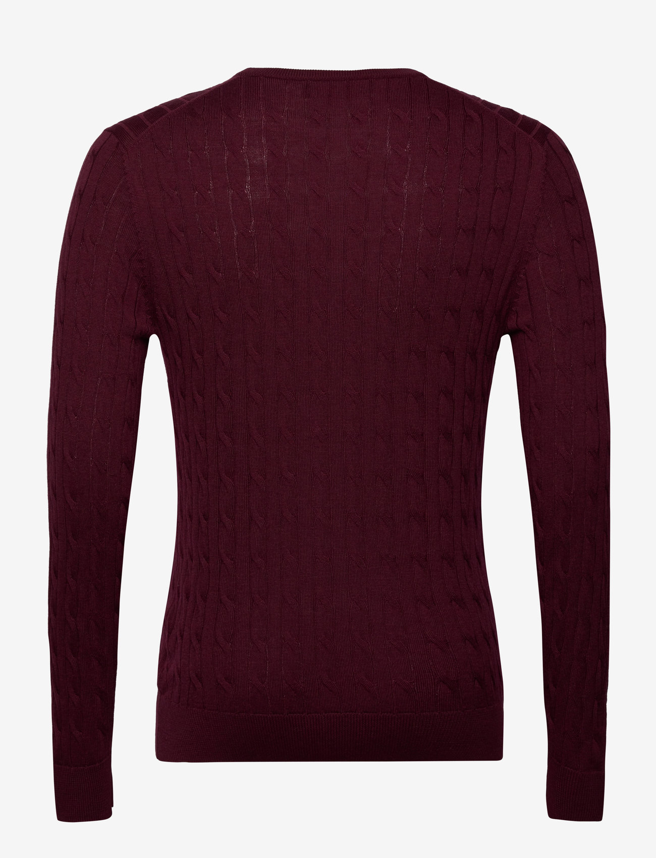 Morris - Merino Cable Oneck - rund hals - wine red - 1