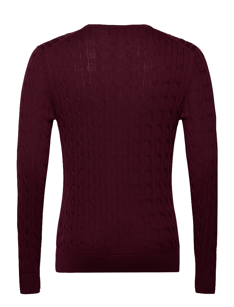 Morris - Merino Cable Oneck - rund hals - wine red - 1
