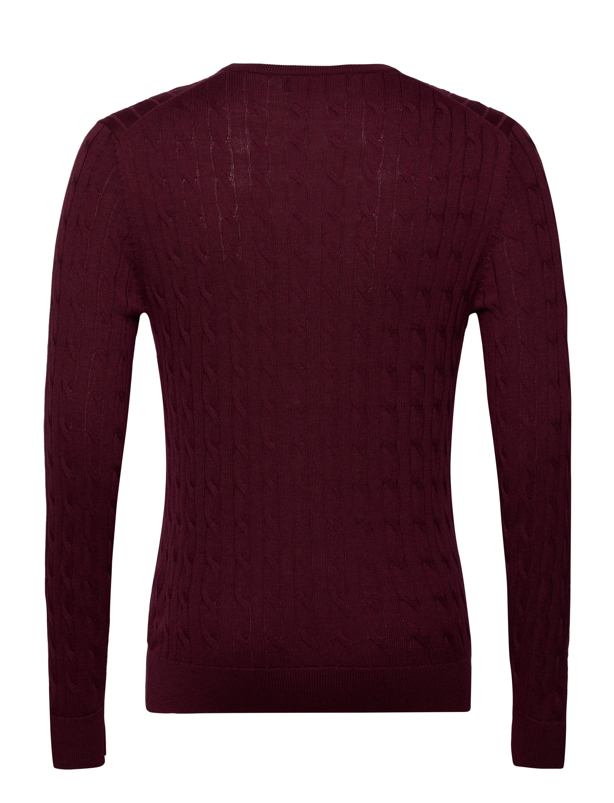Morris - Merino Cable Oneck - Ümmarguse kaelusega kudumid - wine red - 1