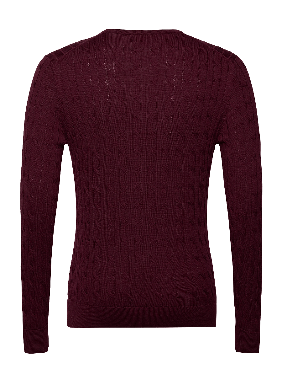 Morris - Merino Cable Oneck - Ümara kaelusega - wine red - 1