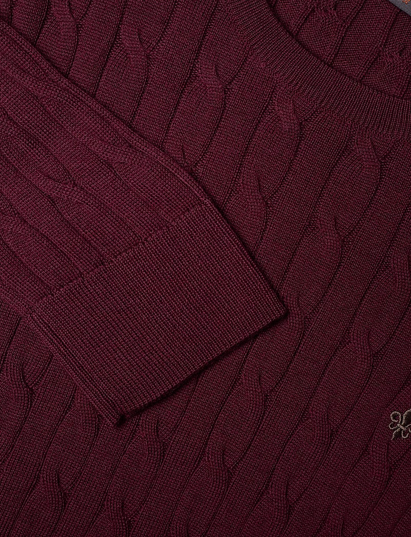 Morris - Merino Cable Oneck - rund hals - wine red - 2