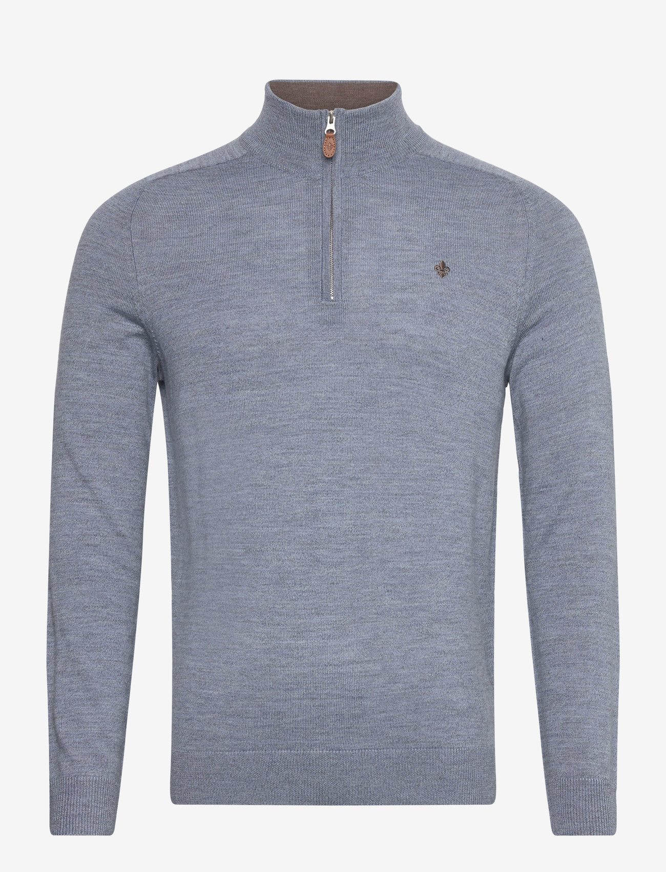 Morris - Merino John Zip - pullover mit halbem reißverschluss - blue - 0