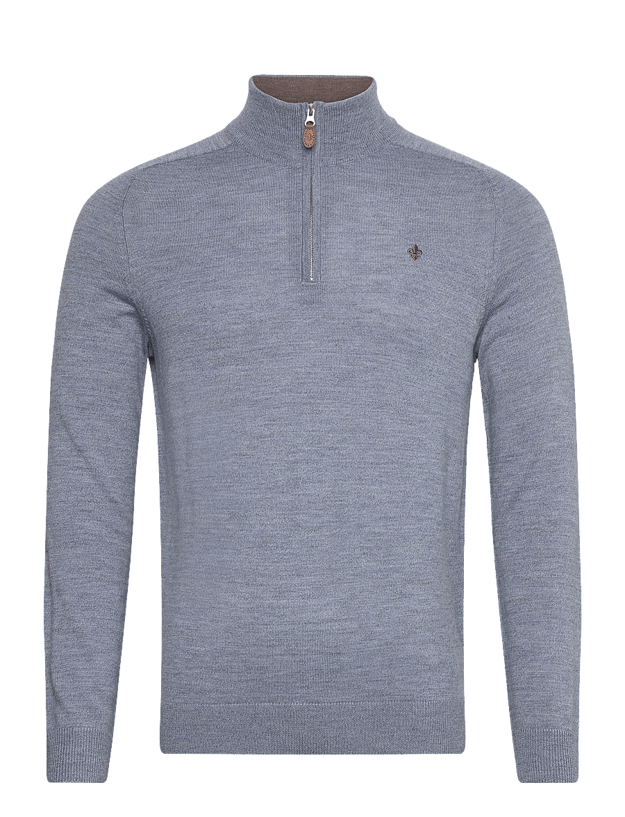 Morris - Merino John Zip - tõmblukk-kaelusega džemprid - blue - 0
