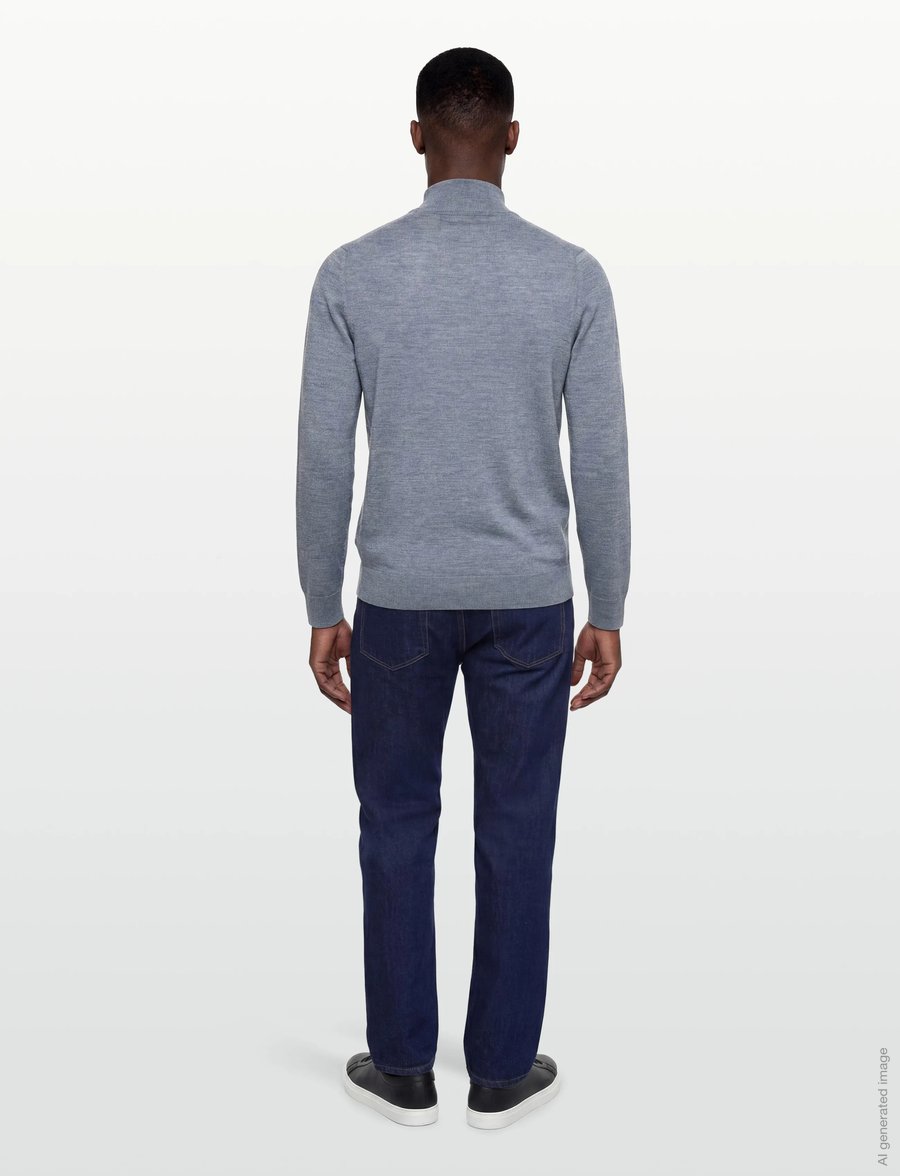 Morris - Merino John Zip - halfzip strik - blue - 4