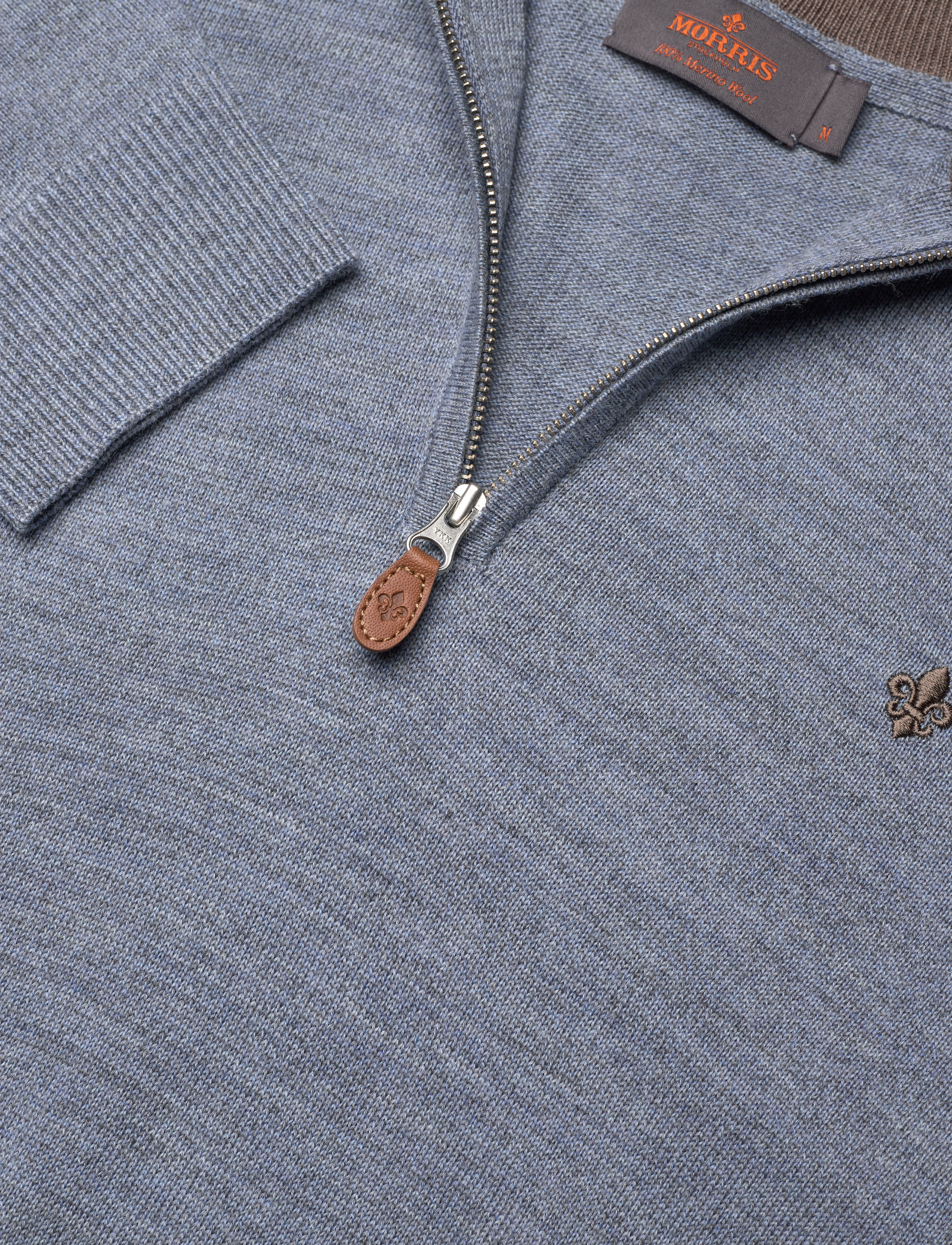 Morris - Merino John Zip - tõmblukk-kaelusega džemprid - blue - 2