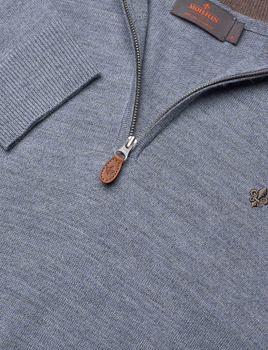Morris - Merino John Zip - tõmblukk-kaelusega džemprid - blue - 2