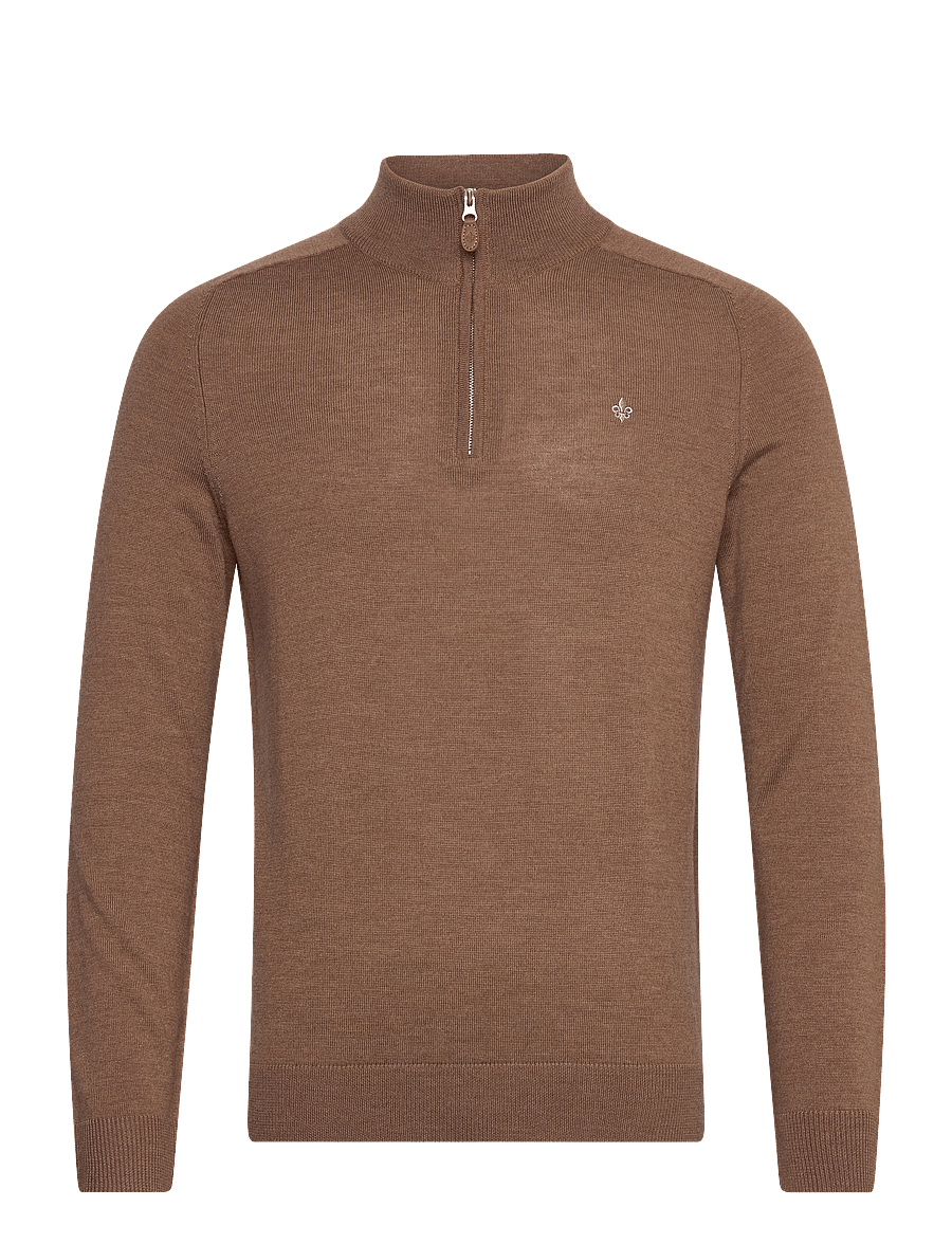 Morris - Merino John Zip - tõmblukk-kaelusega džemprid - camel - 0
