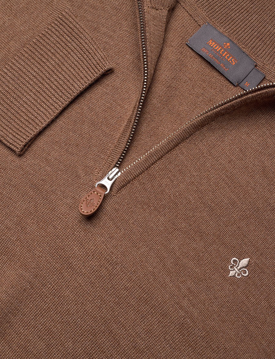 Morris - Merino John Zip - tõmblukk-kaelusega džemprid - camel - 2