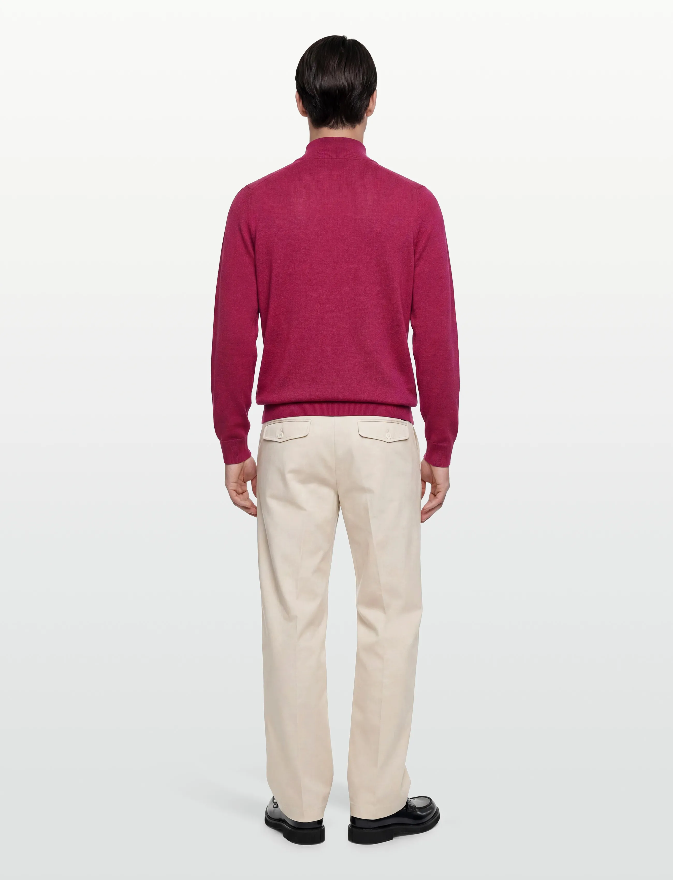 Morris - Merino John Zip - tõmblukk-kaelusega džemprid - cerise - 4