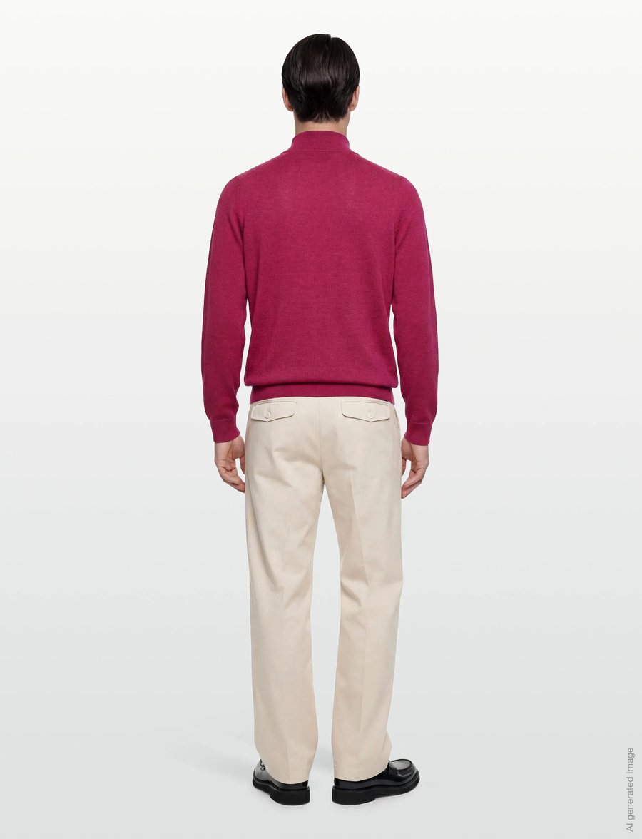 Morris - Merino John Zip - tõmblukk-kaelusega džemprid - cerise - 4