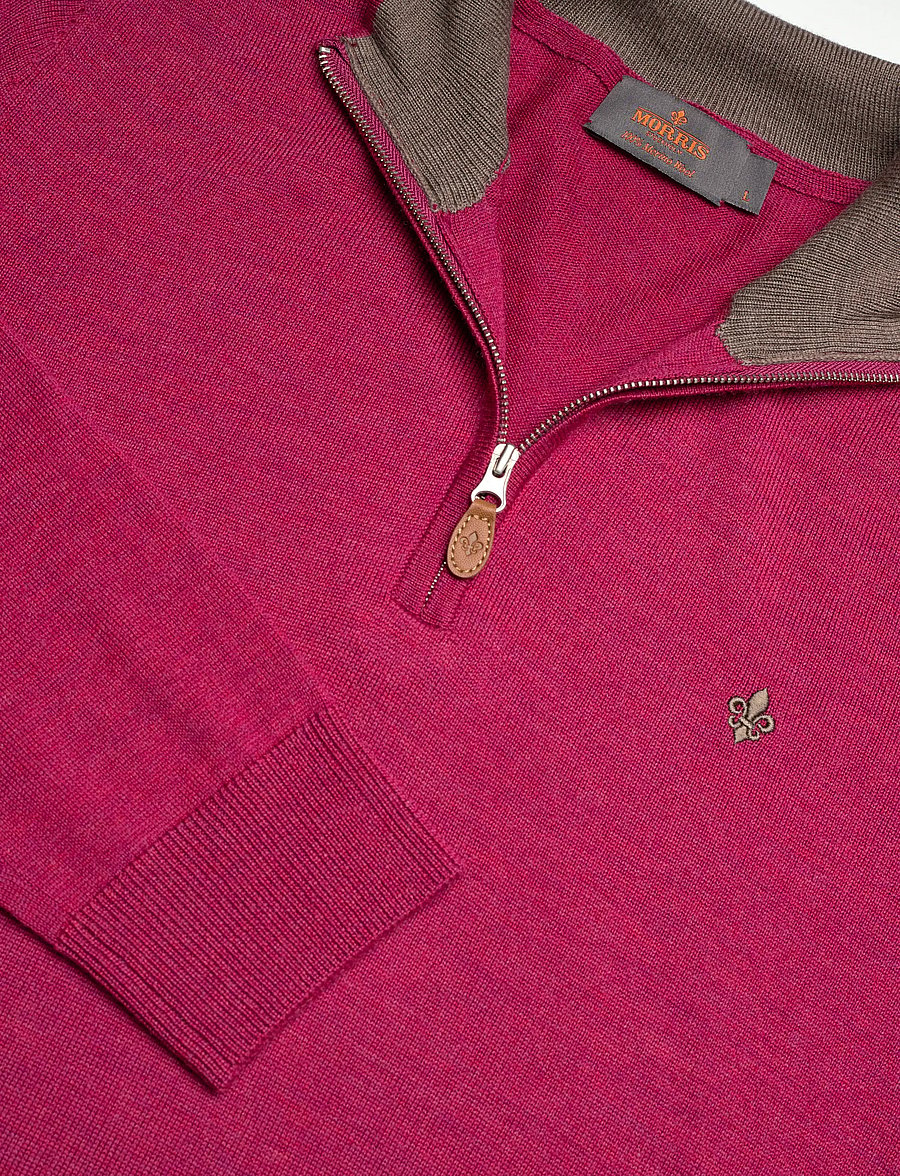 Morris - Merino John Zip - tõmblukk-kaelusega džemprid - cerise - 5