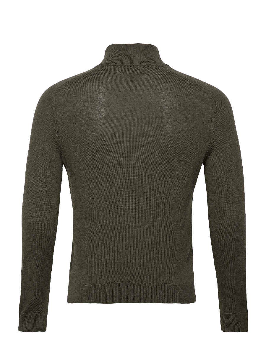 Morris - Merino John Zip - pullover mit halbem reißverschluss - olive - 1