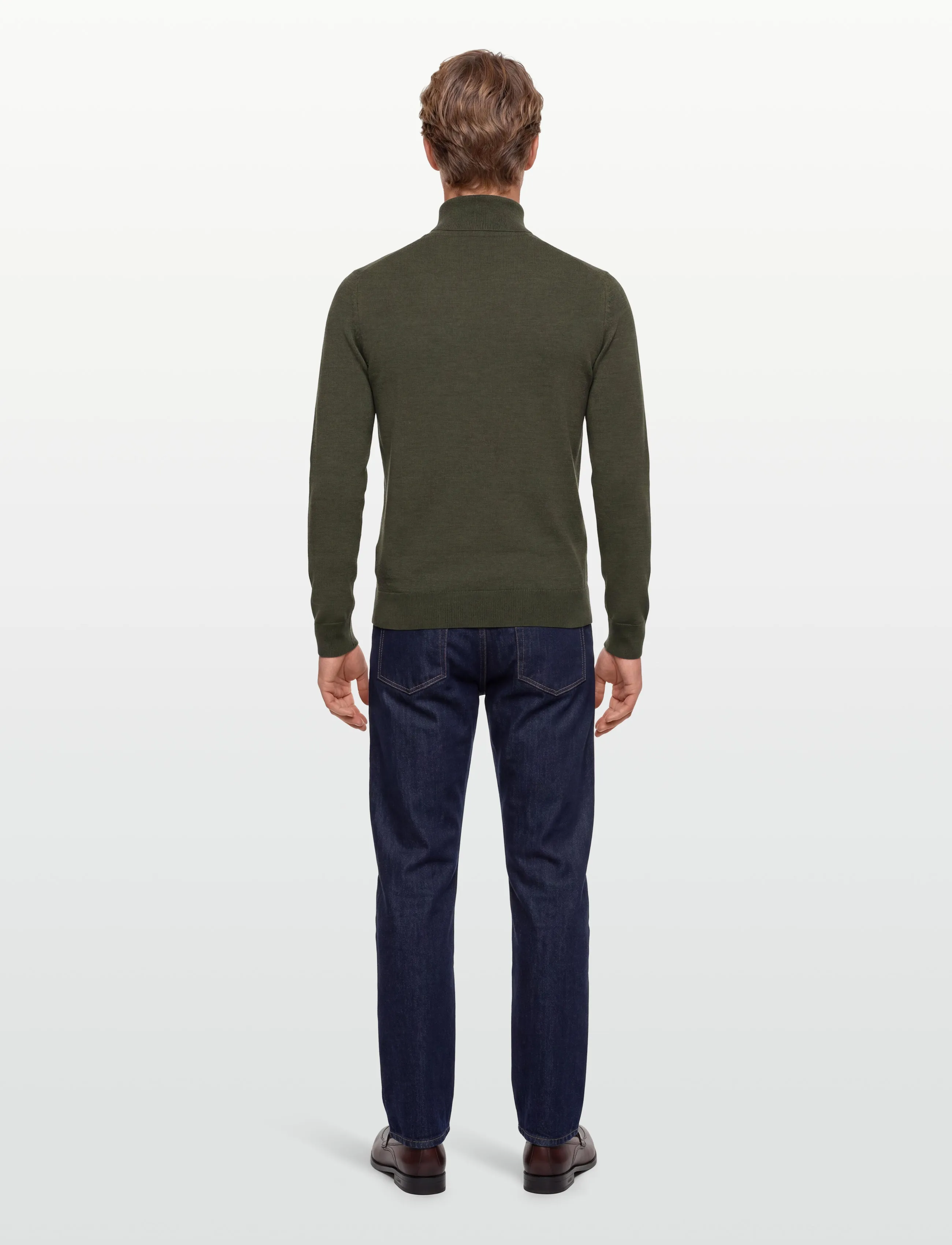 Morris - Merino John Zip - pullover mit halbem reißverschluss - olive - 4