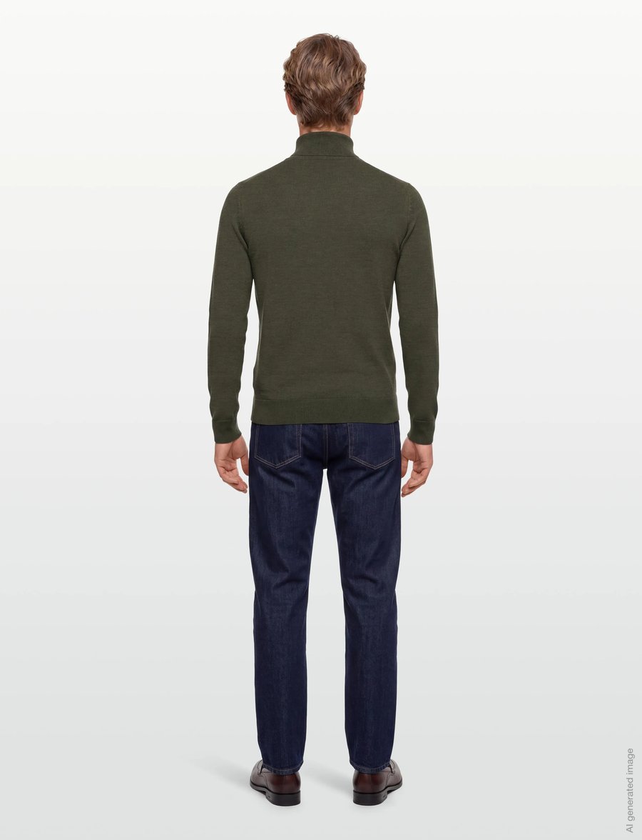 Morris - Merino John Zip - pullover mit halbem reißverschluss - olive - 4