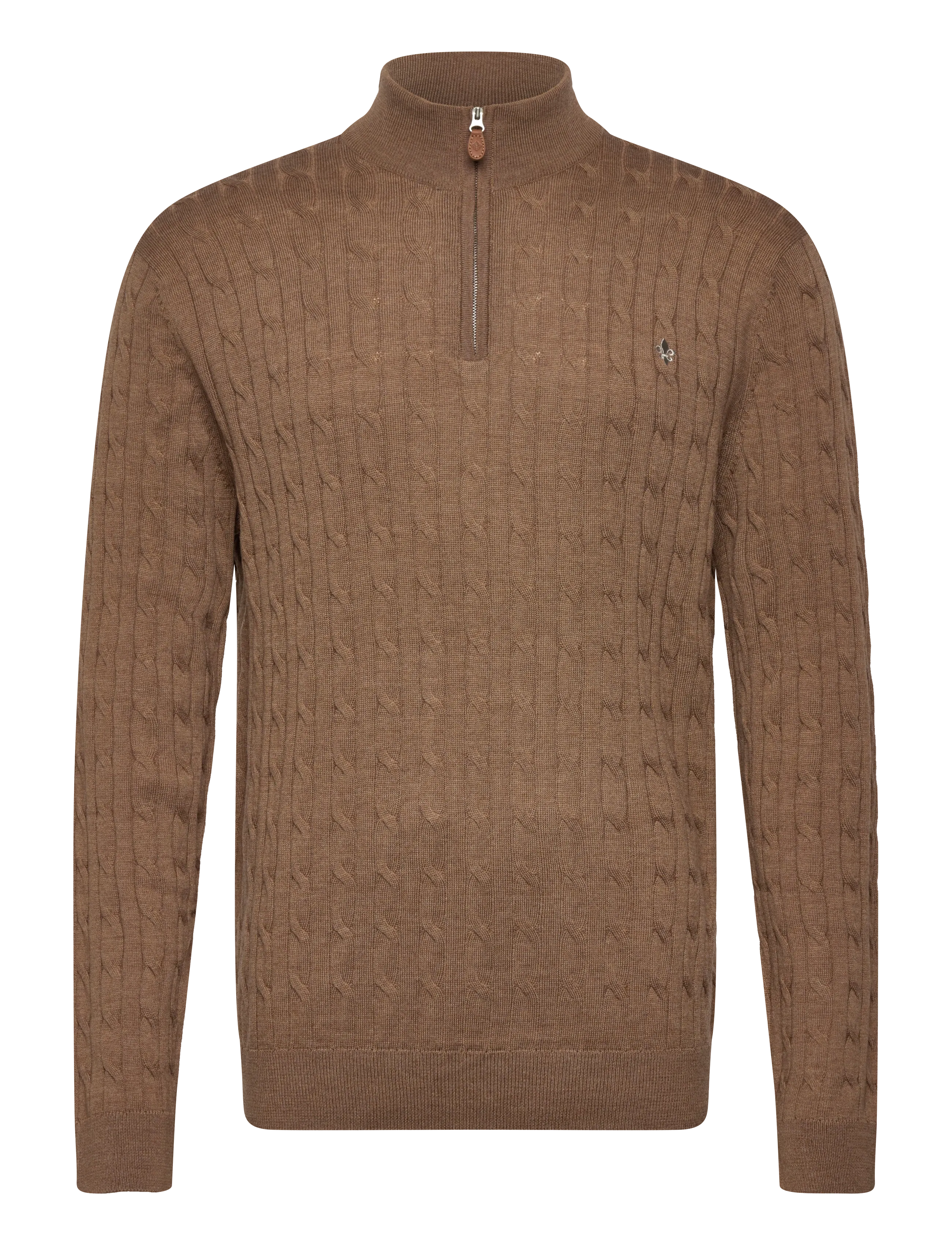 Morris Merino Cable John Zip - Clothing - CAMEL / brown