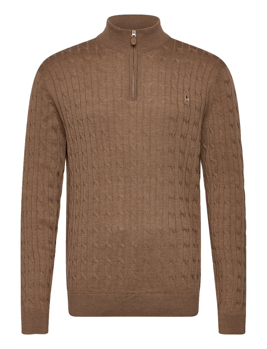 Morris - Merino Cable John Zip - puolivetoketjulliset neuleet - camel - 1