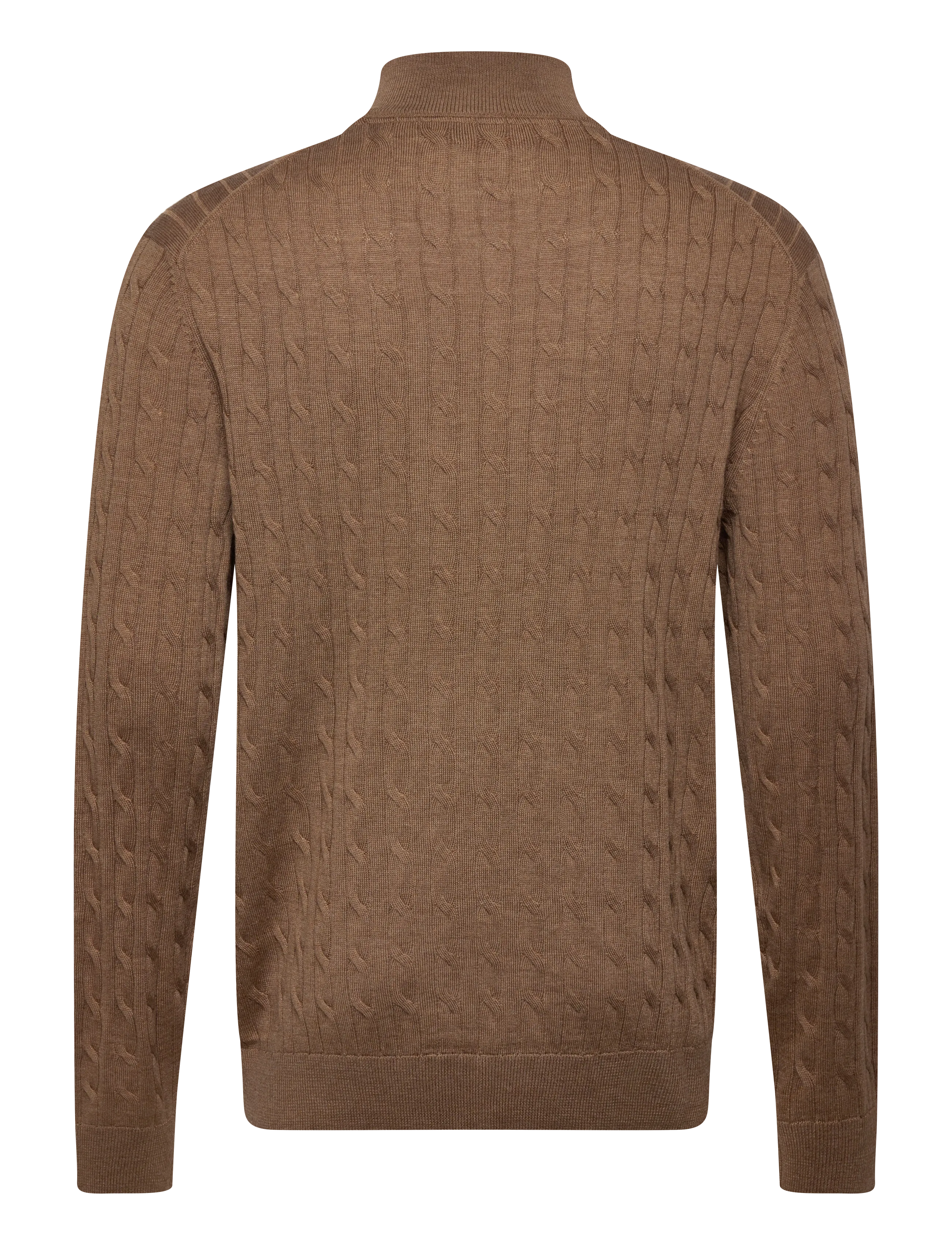 Morris - Merino Cable John Zip - puolivetoketjulliset neuleet - camel - 2