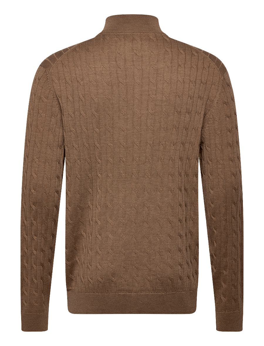 Morris - Merino Cable John Zip - puolivetoketjulliset neuleet - camel - 2