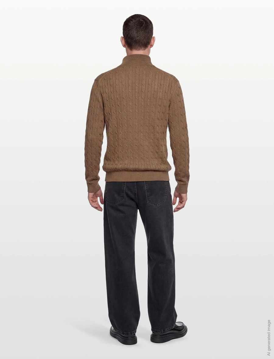 Morris - Merino Cable John Zip - puolivetoketjulliset neuleet - camel - 4
