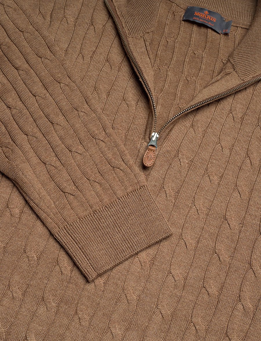 Morris - Merino Cable John Zip - puolivetoketjulliset neuleet - camel - 5