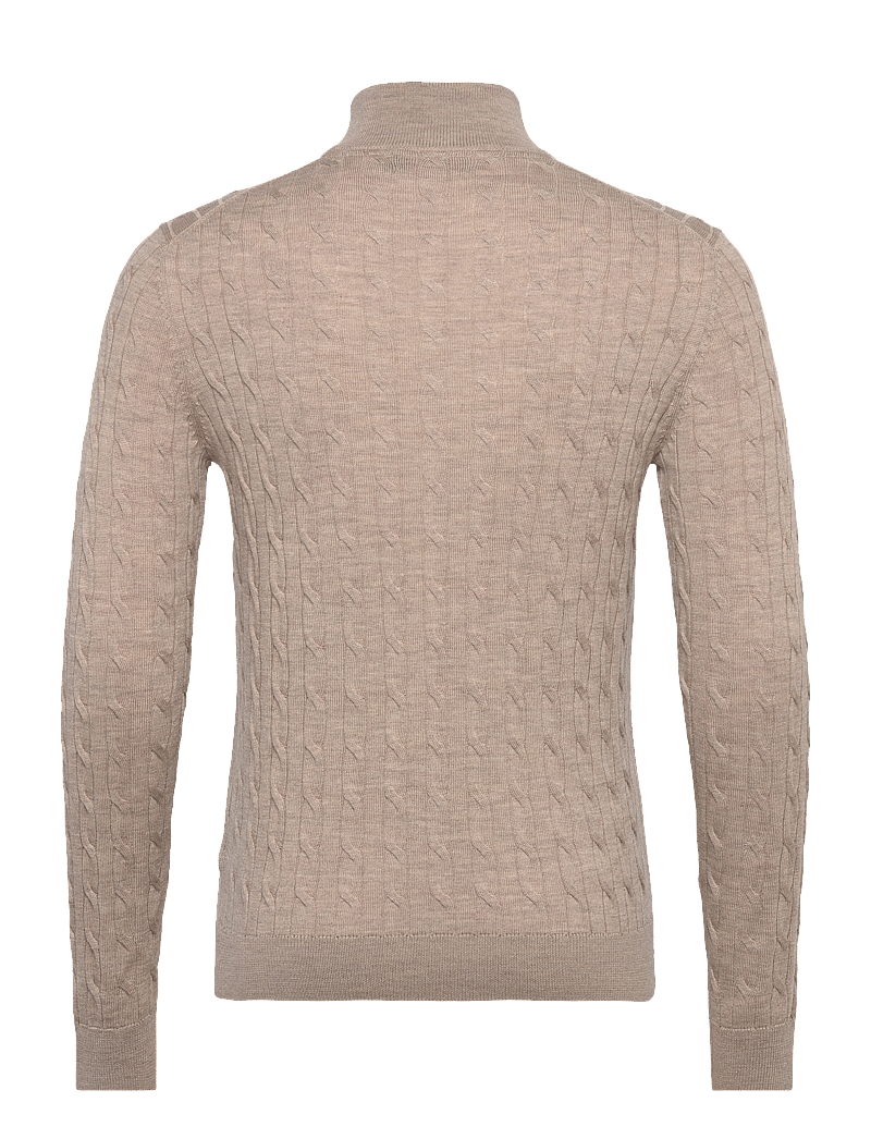 Morris - Merino Cable John Zip - pullover mit halbem reißverschluss - khaki - 1