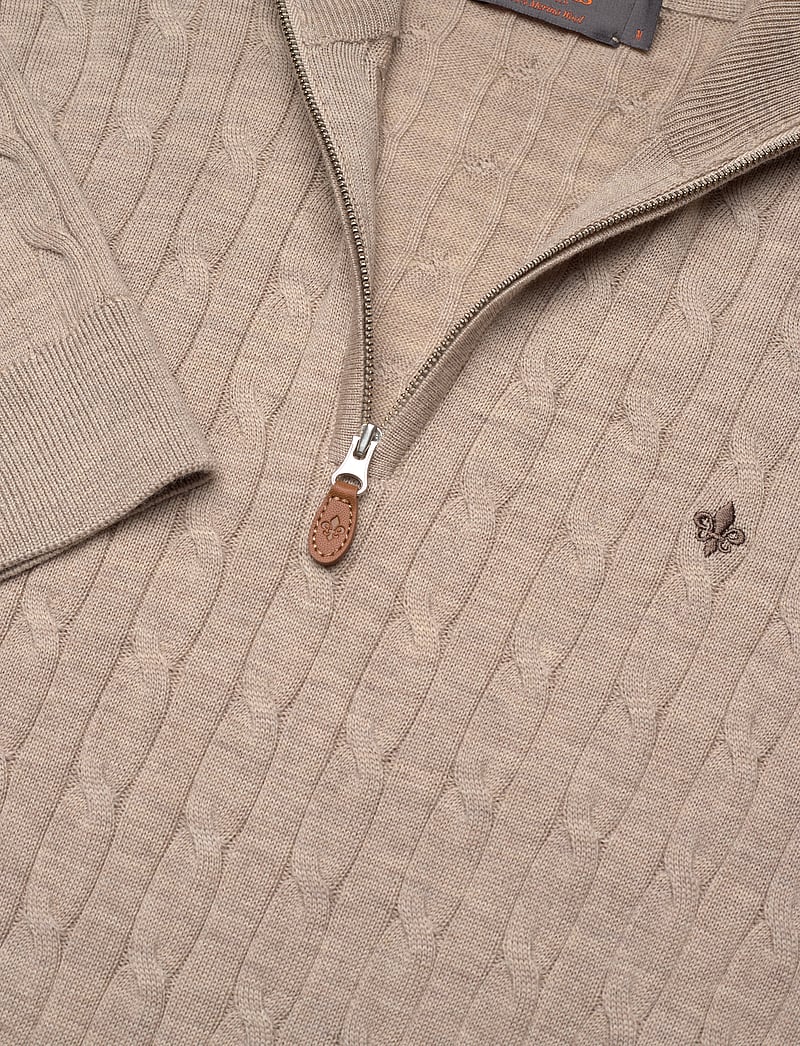 Morris - Merino Cable John Zip - pullover mit halbem reißverschluss - khaki - 2