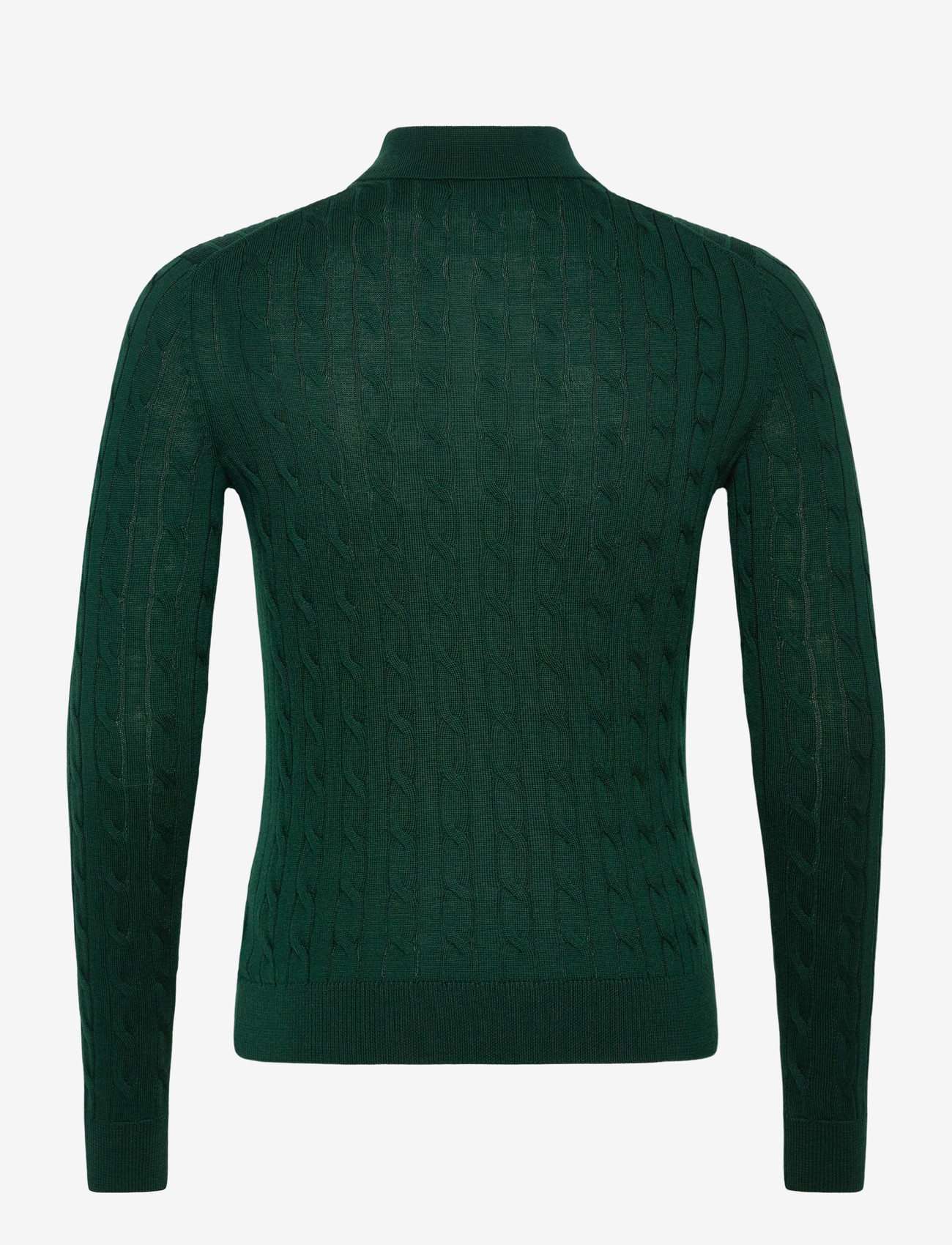 Morris - Merino Cable Polo Knit - polostrik - green - 2
