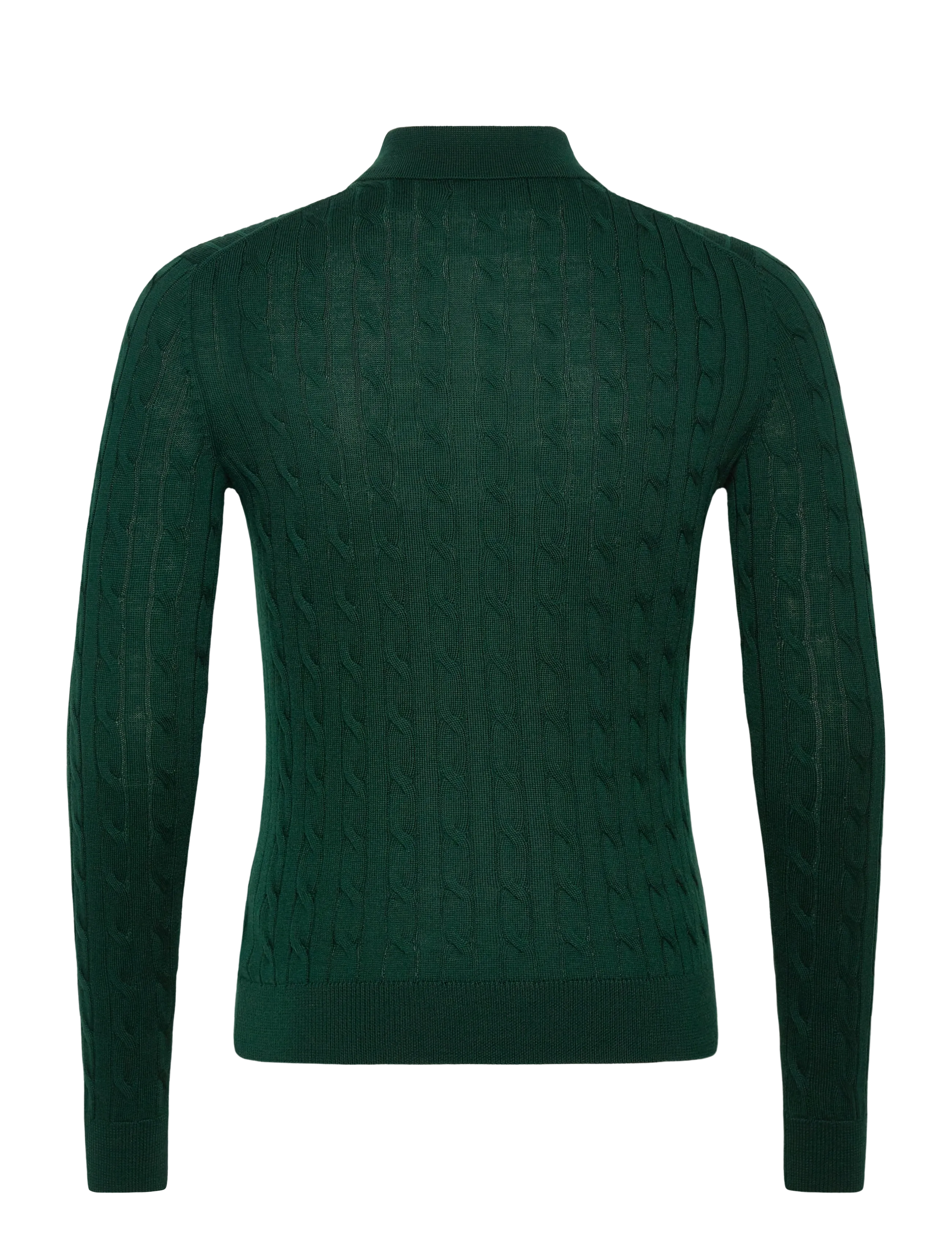 Morris - Merino Cable Polo Knit - gestrickte polohemden - green - 2