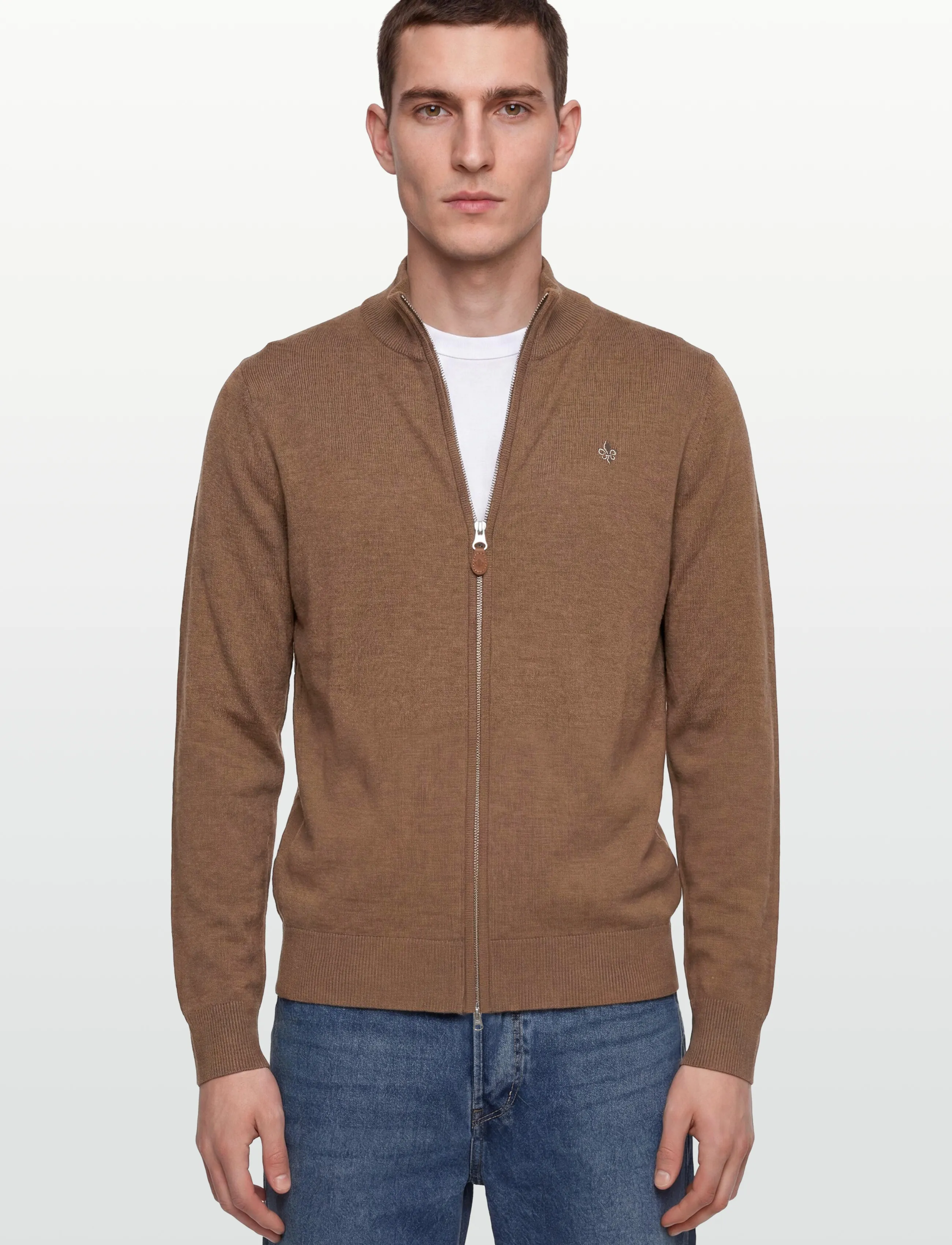 Morris - Merino Zip Cardigan - camel - 3