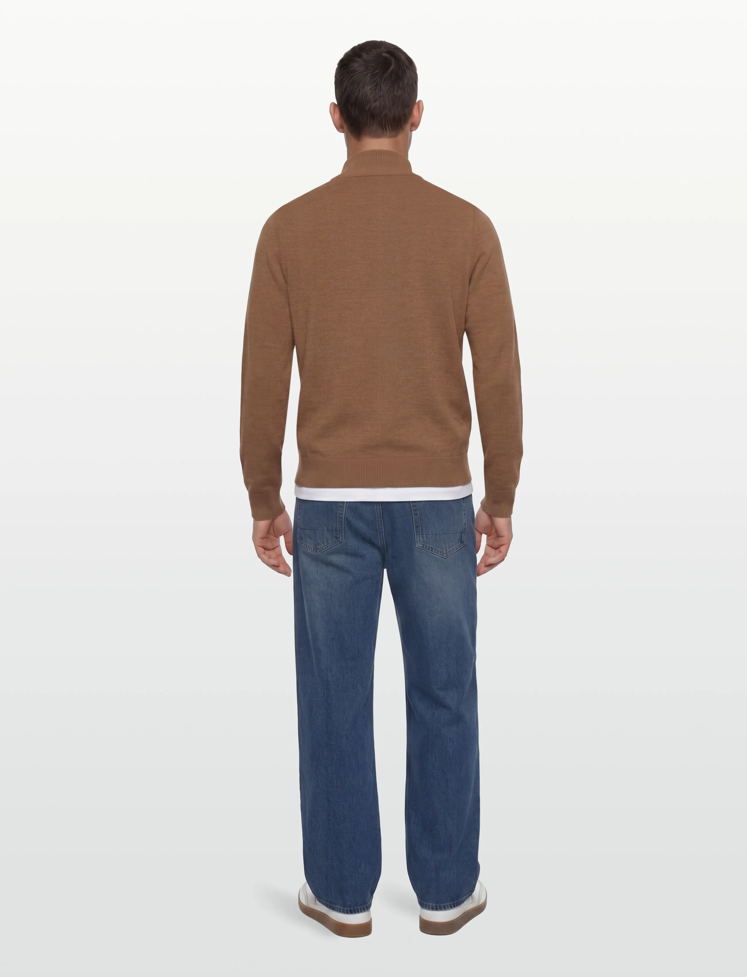 Morris - Merino Zip Cardigan - camel - 4