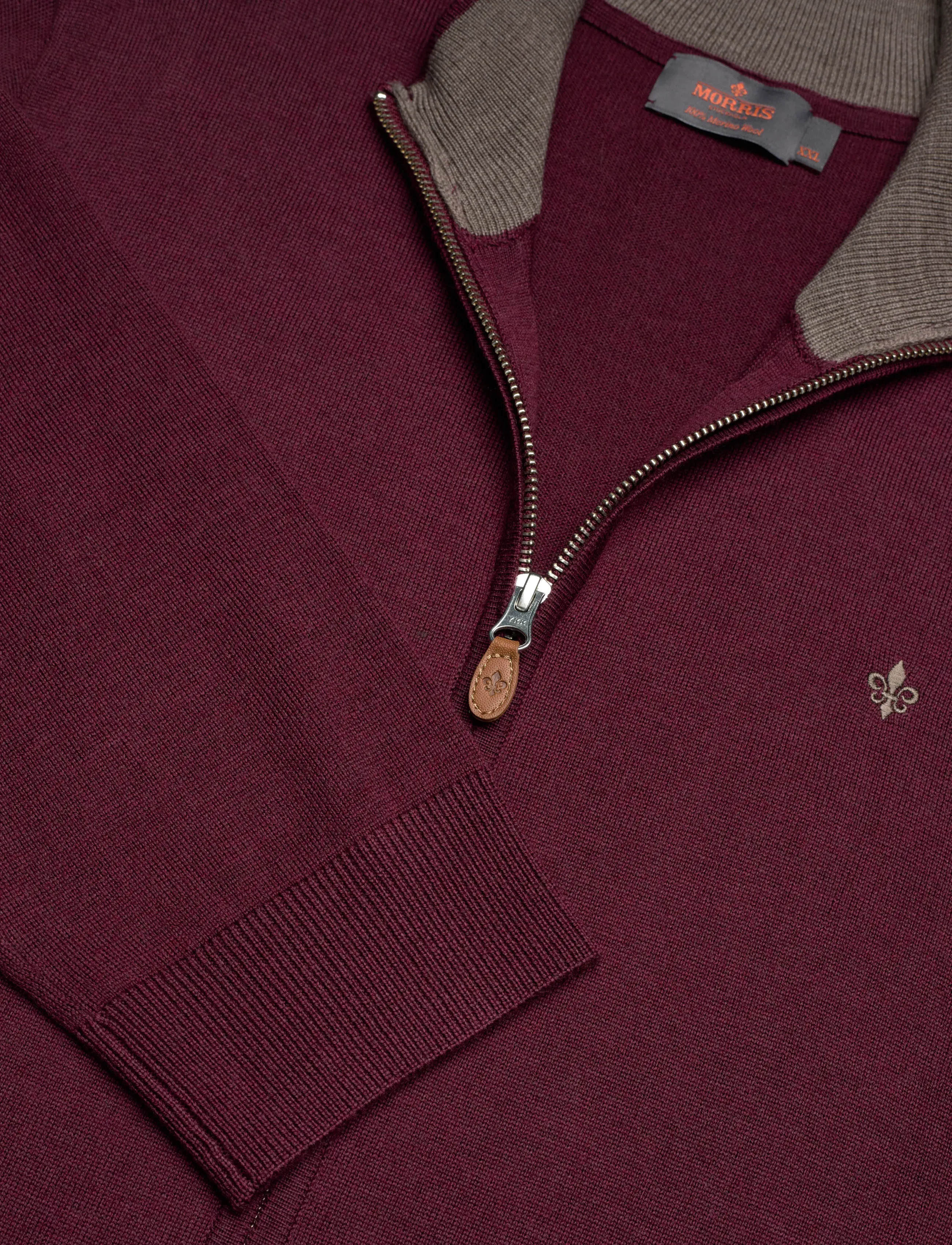 Morris - Merino Zip Cardigan - wine red - 5