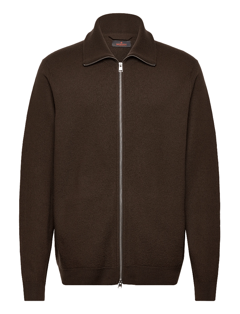 Morris - York Knitted Zip Jacket - pullover mit durchgehendem reißverschluss - brown - 0