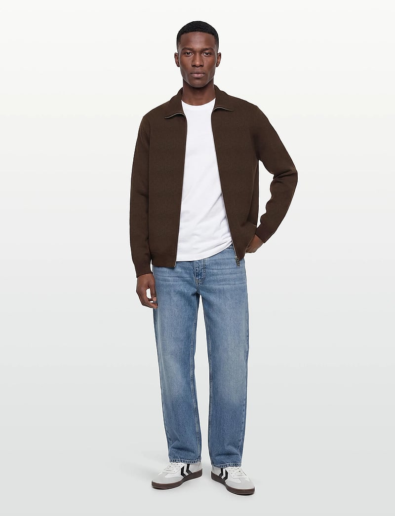 Morris - York Knitted Zip Jacket - lukuga džemprid - brown - 0