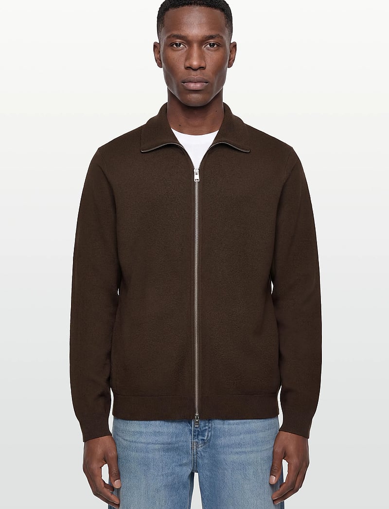 Morris - York Knitted Zip Jacket - lukuga džemprid - brown - 3