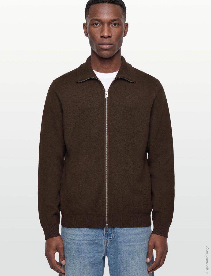 Morris - York Knitted Zip Jacket - vesten - brown - 3