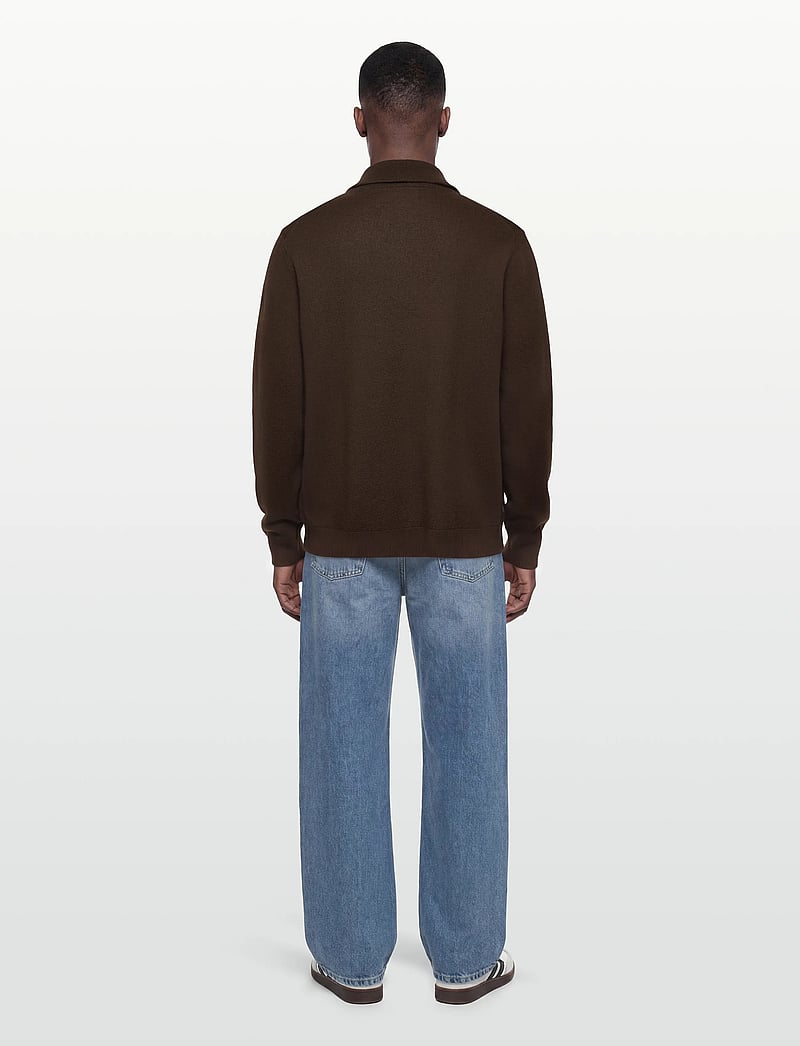 Morris - York Knitted Zip Jacket - lukuga džemprid - brown - 4