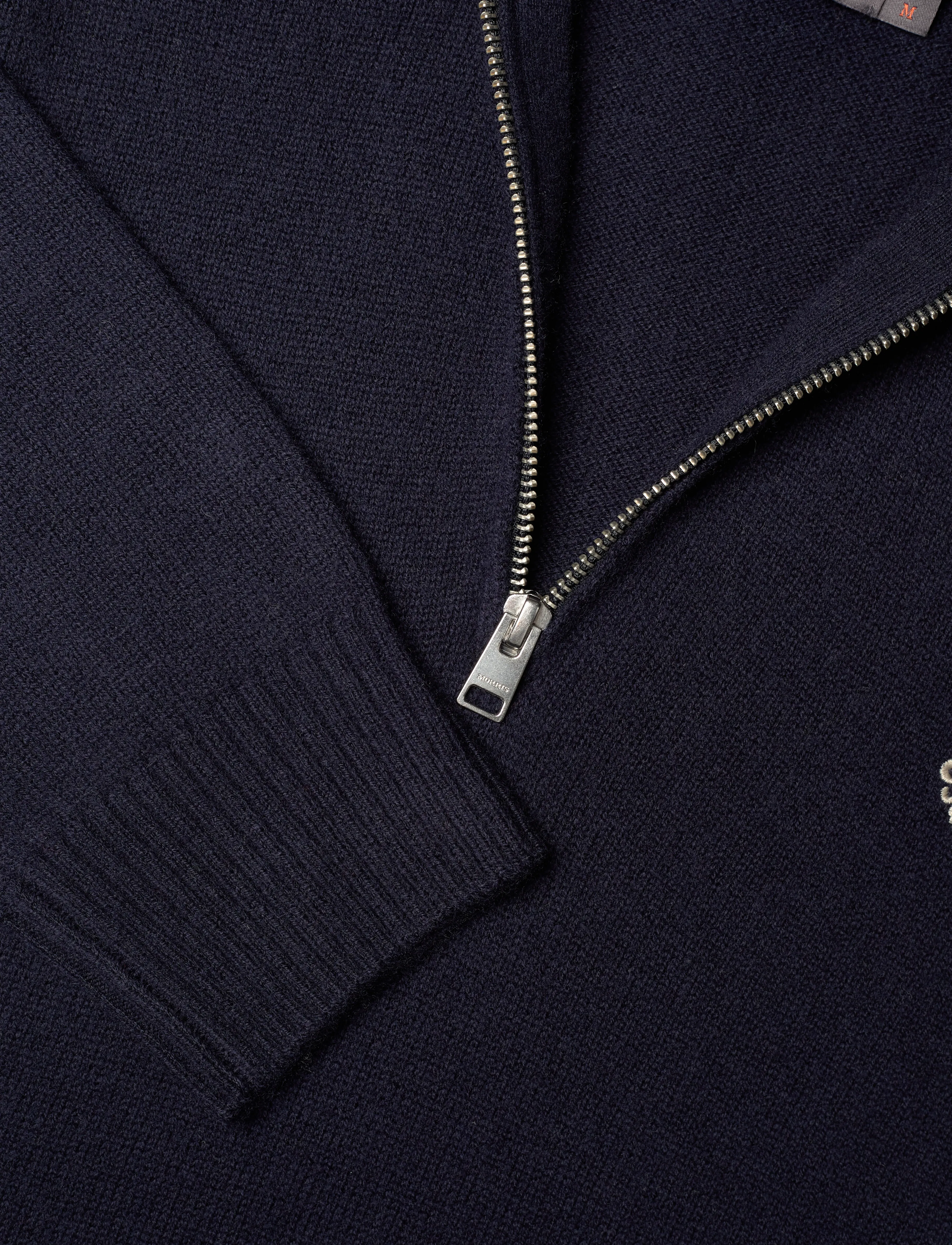 Morris - Hertford Half Zip - stickat - navy - 2